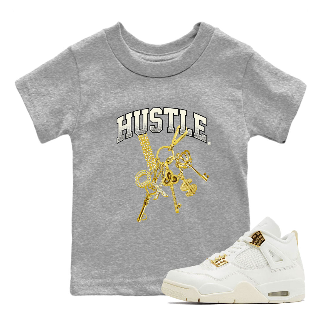 4s Sail shirt to match jordans Gold Hustle sneaker tees Air Jordan 4 Sail Drip Gear Zone baby toddler Heather Grey 1 cotton Shirt