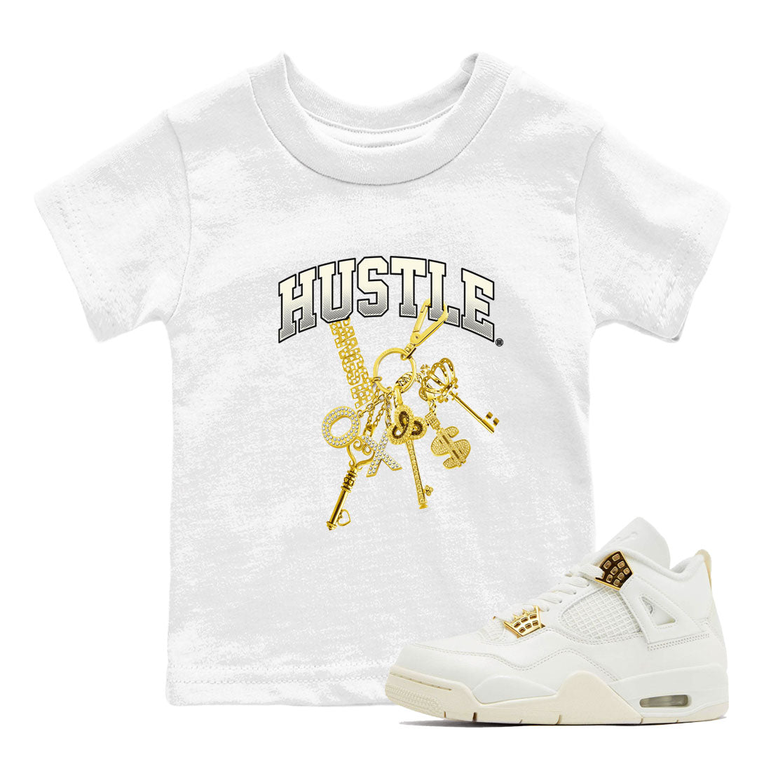 4s Sail shirt to match jordans Gold Hustle sneaker tees Air Jordan 4 Sail Drip Gear Zone baby toddler White 1 cotton Shirt