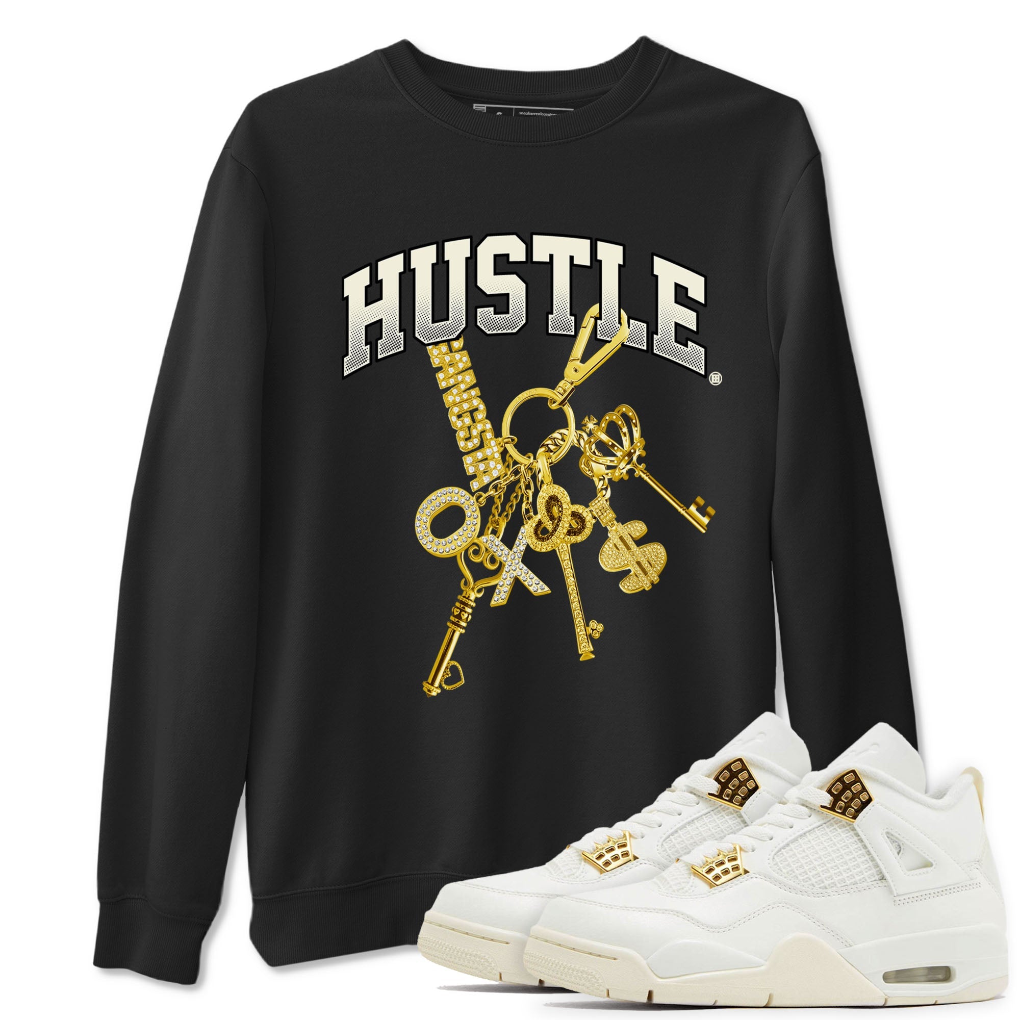 4s Sail shirt to match jordans Gold Hustle sneaker tees Air Jordan 4 Sail Drip Gear Zone unisex cotton Black 1 crew neck shirt