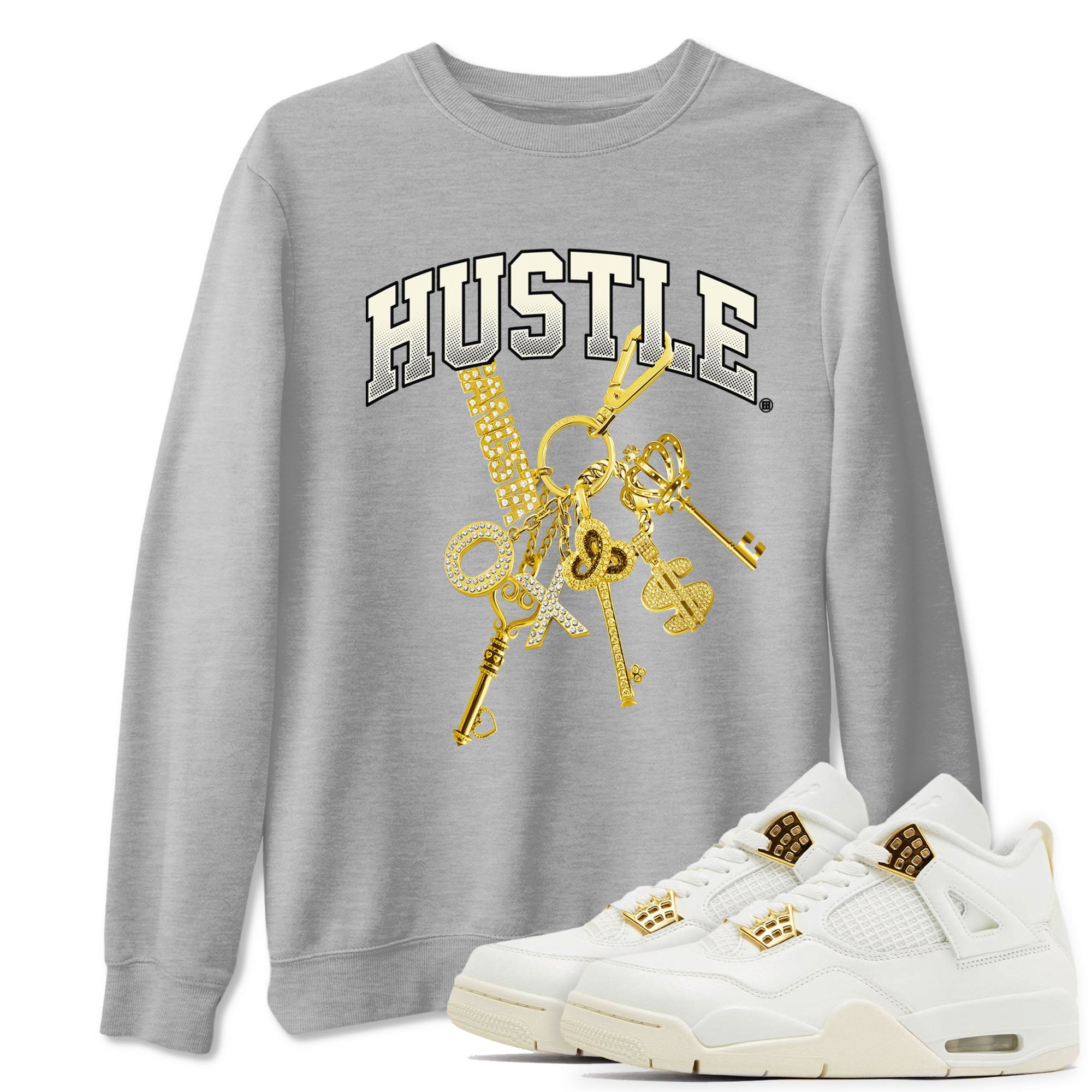 4s Sail shirt to match jordans Gold Hustle sneaker tees Air Jordan 4 Sail Drip Gear Zone unisex cotton Heather Grey 1 crew neck shirt