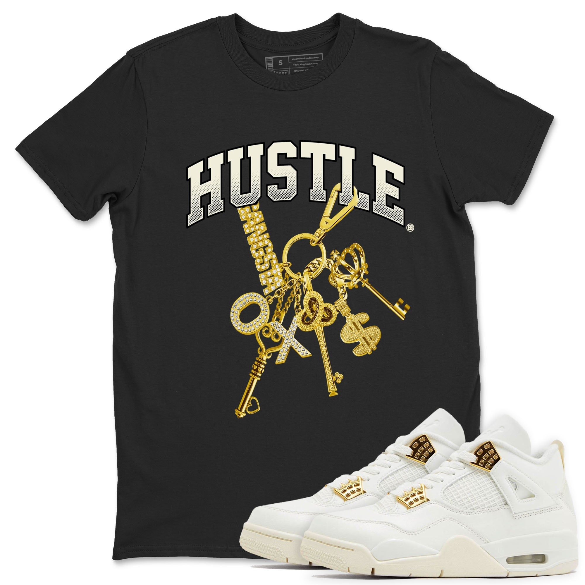 4s Sail shirt to match jordans Gold Hustle sneaker tees Air Jordan 4 Sail Drip Gear Zone unisex cotton Black 1 crew neck shirt