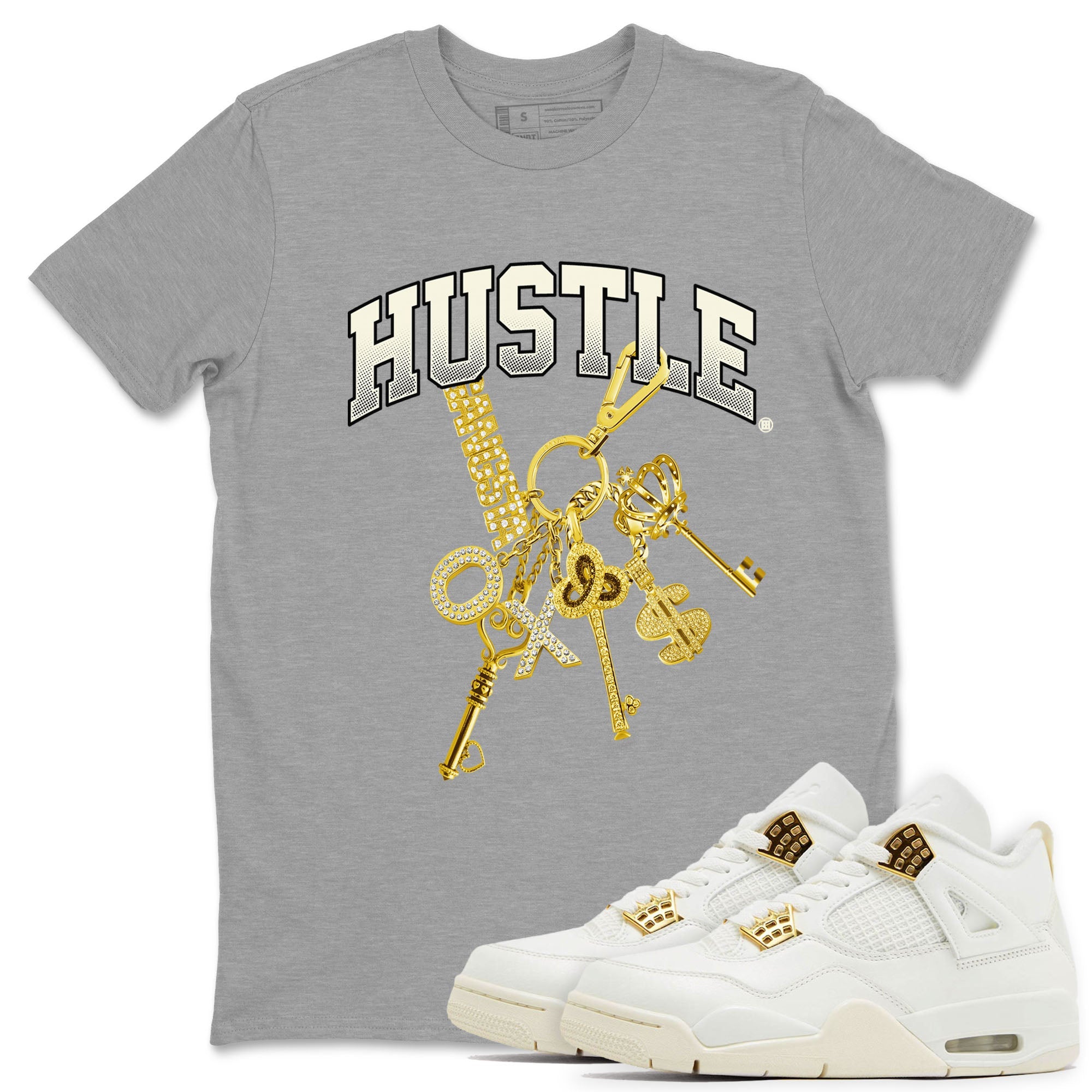 4s Sail shirt to match jordans Gold Hustle sneaker tees Air Jordan 4 Sail Drip Gear Zone unisex cotton Heather Grey 1 crew neck shirt