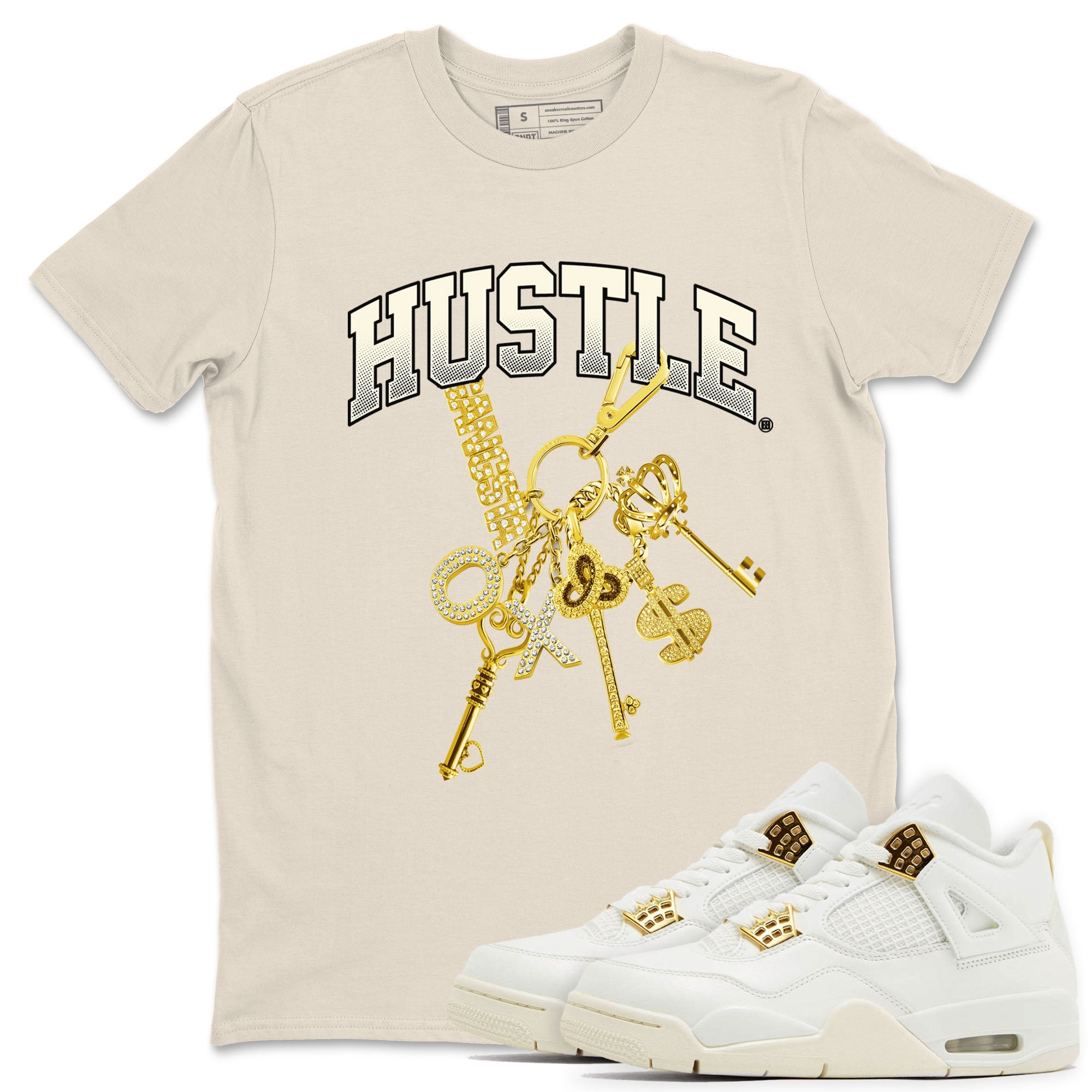 4s Sail shirt to match jordans Gold Hustle sneaker tees Air Jordan 4 Sail Drip Gear Zone unisex cotton Natural 1 crew neck shirt