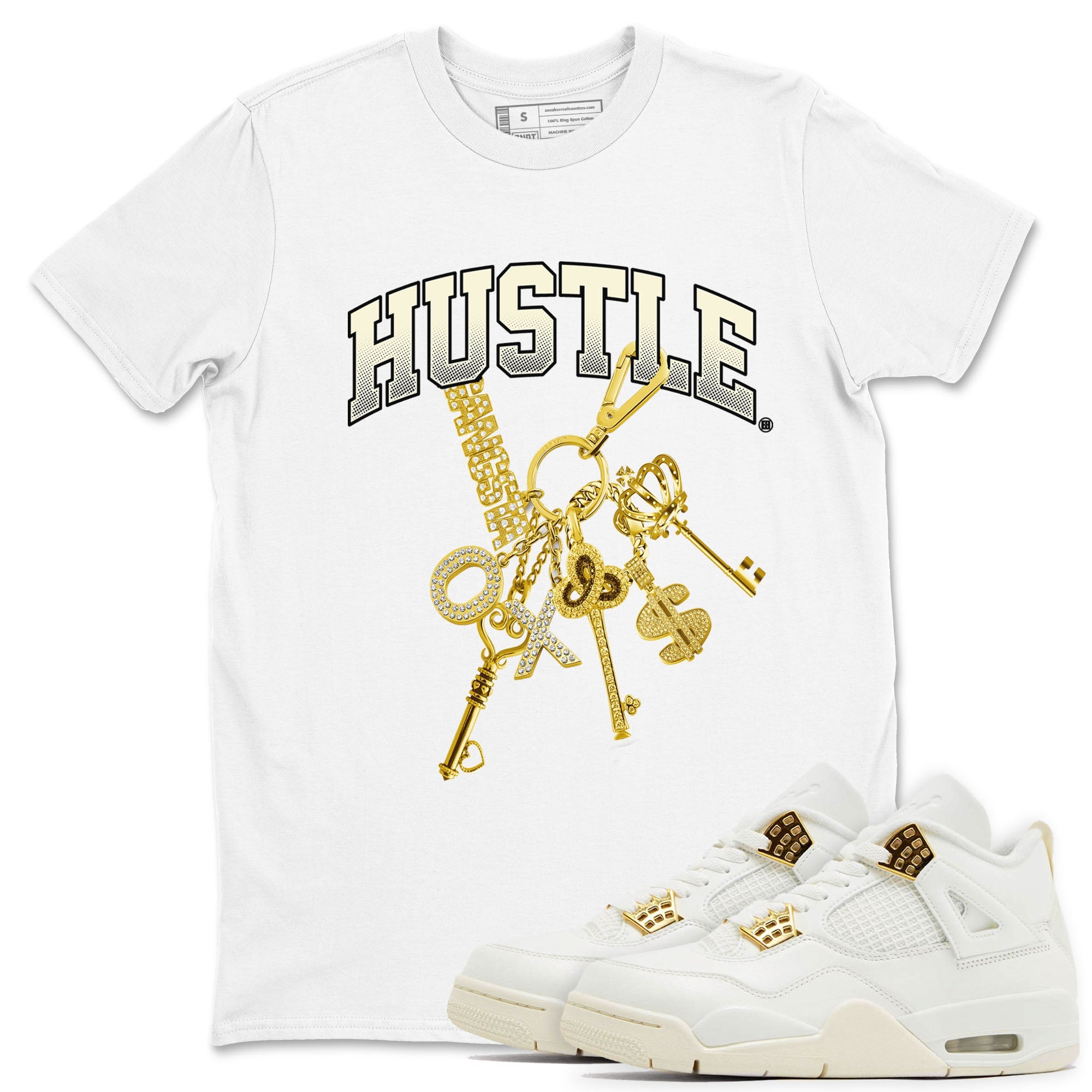 4s Sail shirt to match jordans Gold Hustle sneaker tees Air Jordan 4 Sail Drip Gear Zone unisex cotton White 1 crew neck shirt