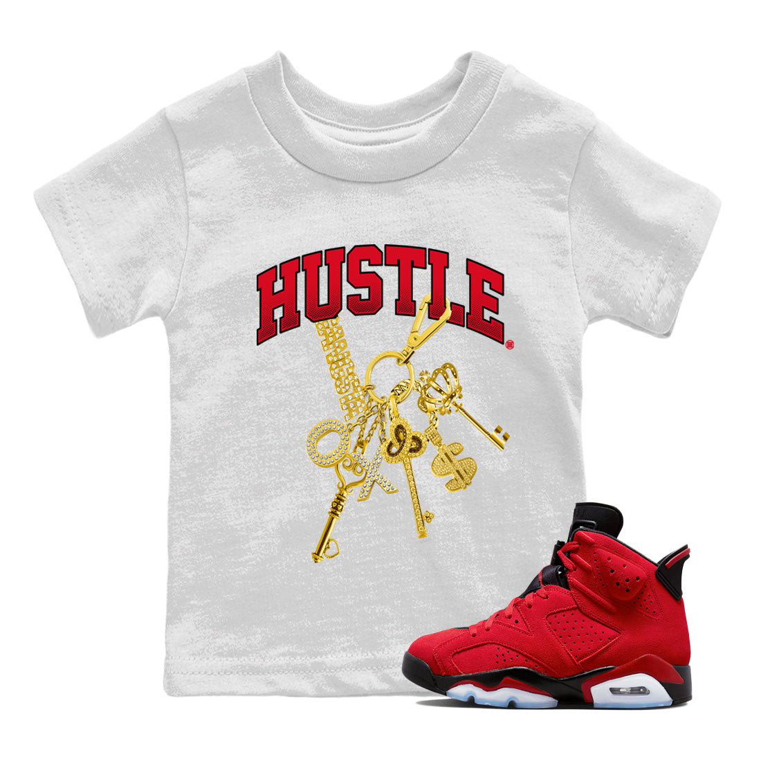 Air Jordan 6 Toro Bravo Sneaker Tees Drip Gear Zone Gold Hustle Sneaker Tees Air Jordan 6 Toro Shirt Kids Shirts White 1