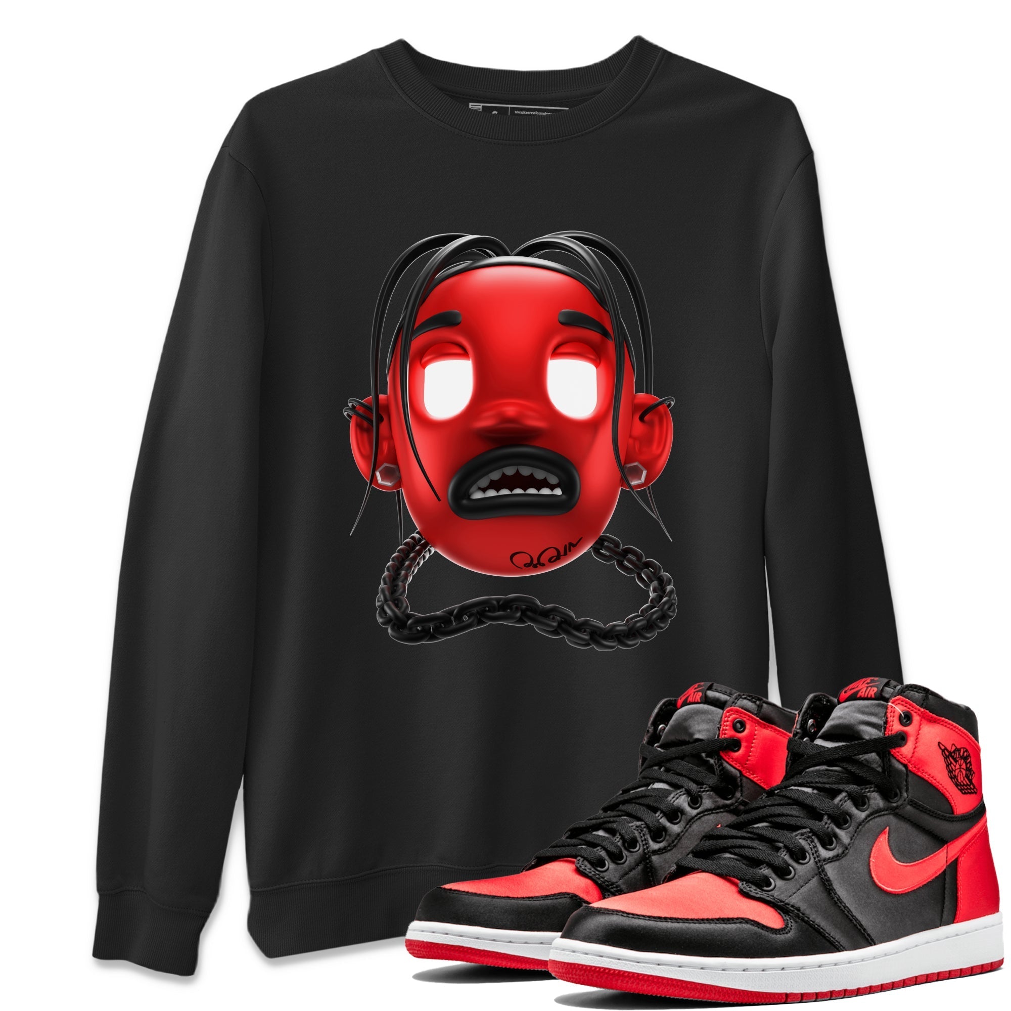 Air Jordan 1 Satin Bred Sneaker Match Tees Goosebumps Boy Sneaker Tees AJ1 Satin Bred Sneaker Release Tees Unisex Shirts Black 1