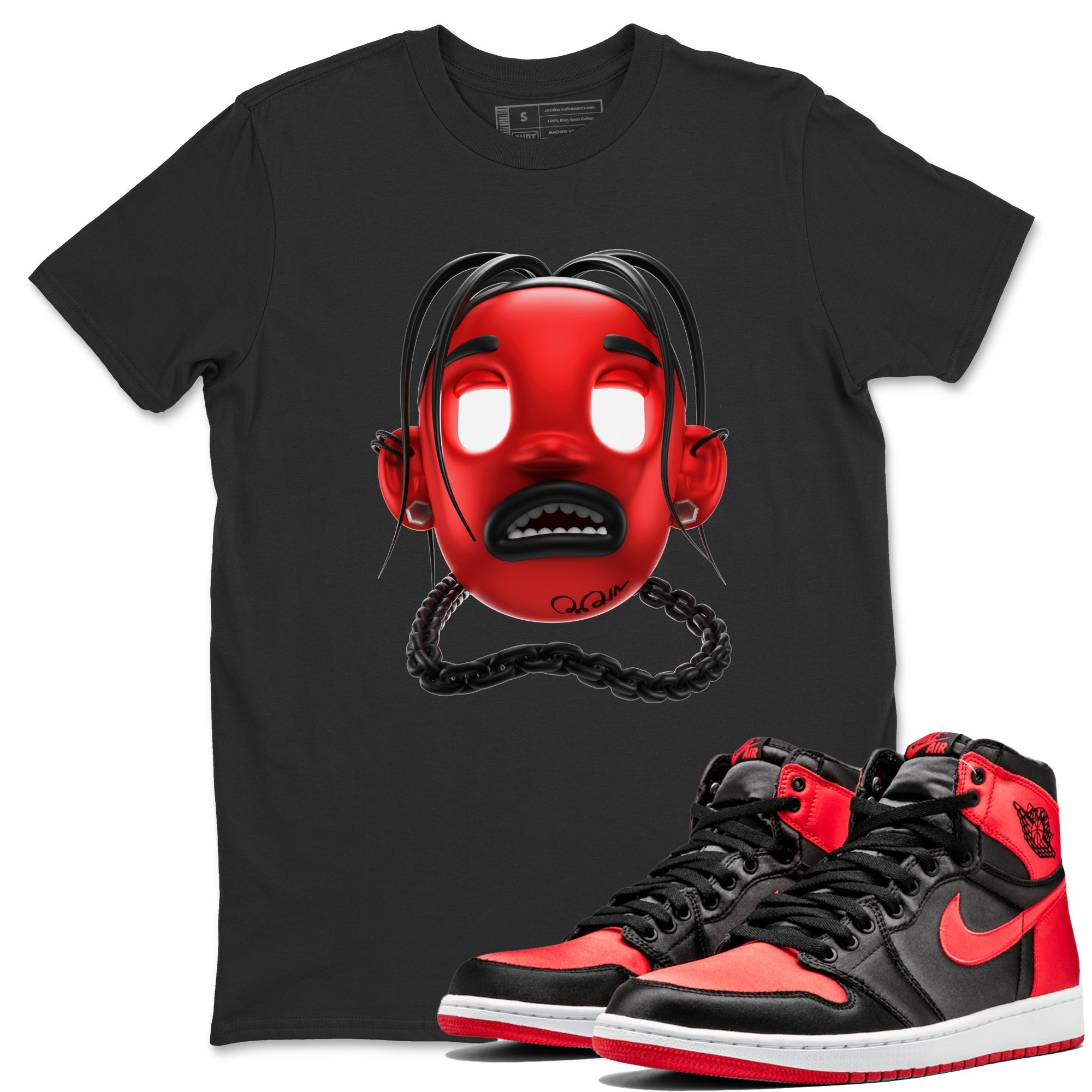 Air Jordan 1 Satin Bred Sneaker Match Tees Goosebumps Boy Sneaker Tees AJ1 Satin Bred Sneaker Release Tees Unisex Shirts Black 1