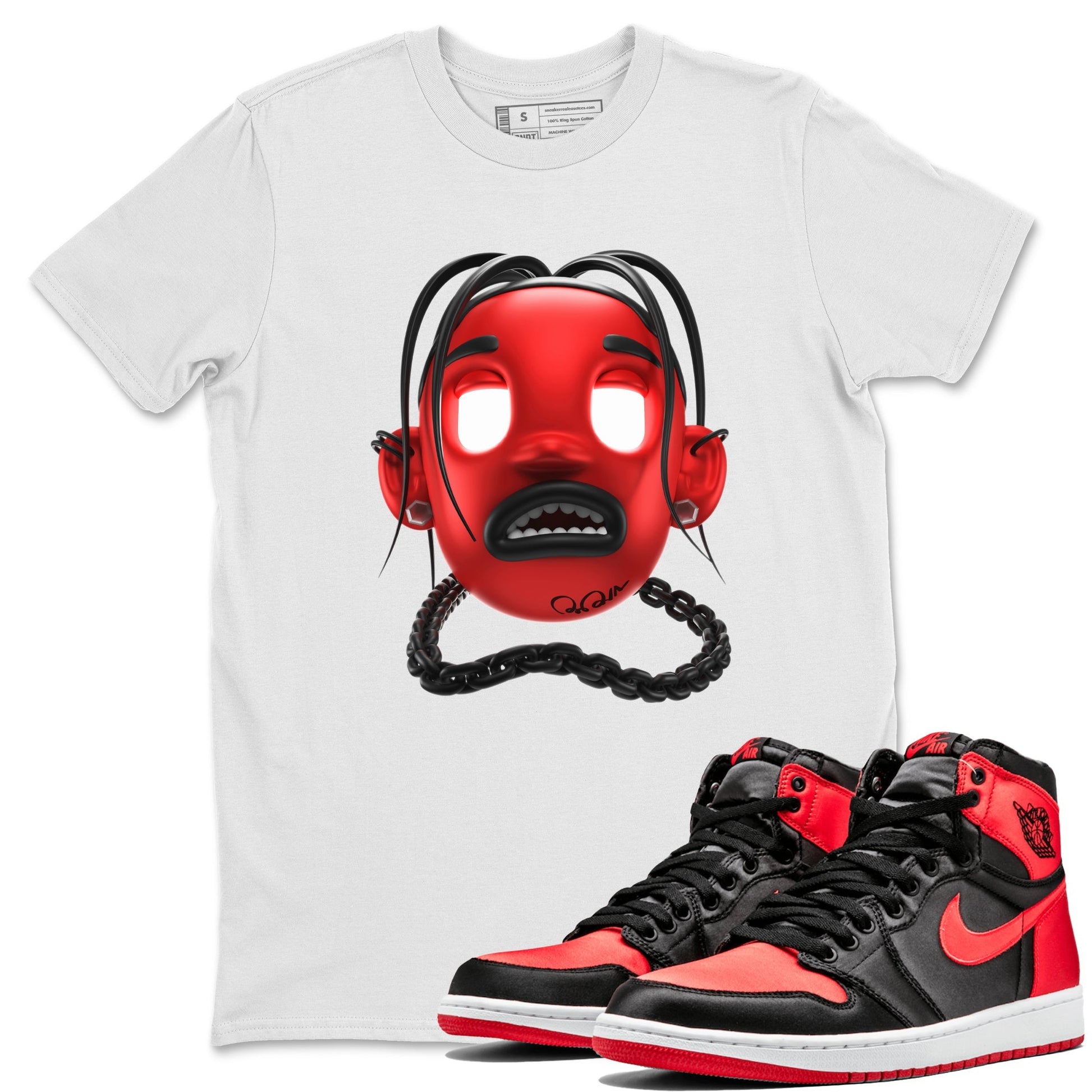 Air Jordan 1 Satin Bred Sneaker Match Tees Goosebumps Boy Sneaker Tees AJ1 Satin Bred Sneaker Release Tees Unisex Shirts White 1