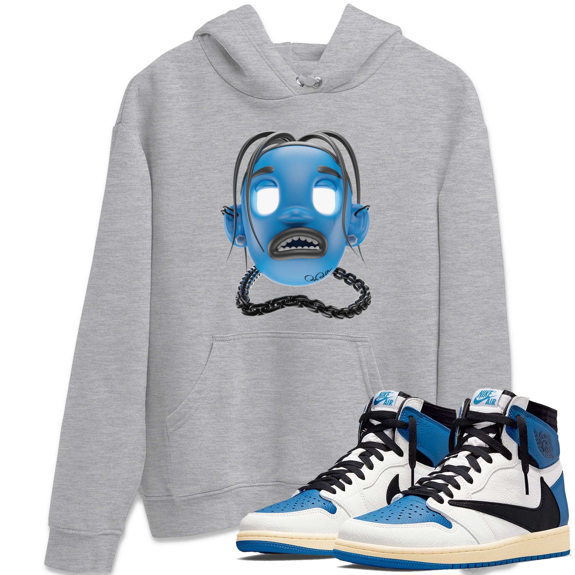 Air Jordan 1 Travis Scott Fragment Sneaker Tees Drip Gear Zone Goosebumps Boy Sneaker Tees AJ1 OG High Travis Scott Fragment Shirt Unisex Shirts Heather Grey 1