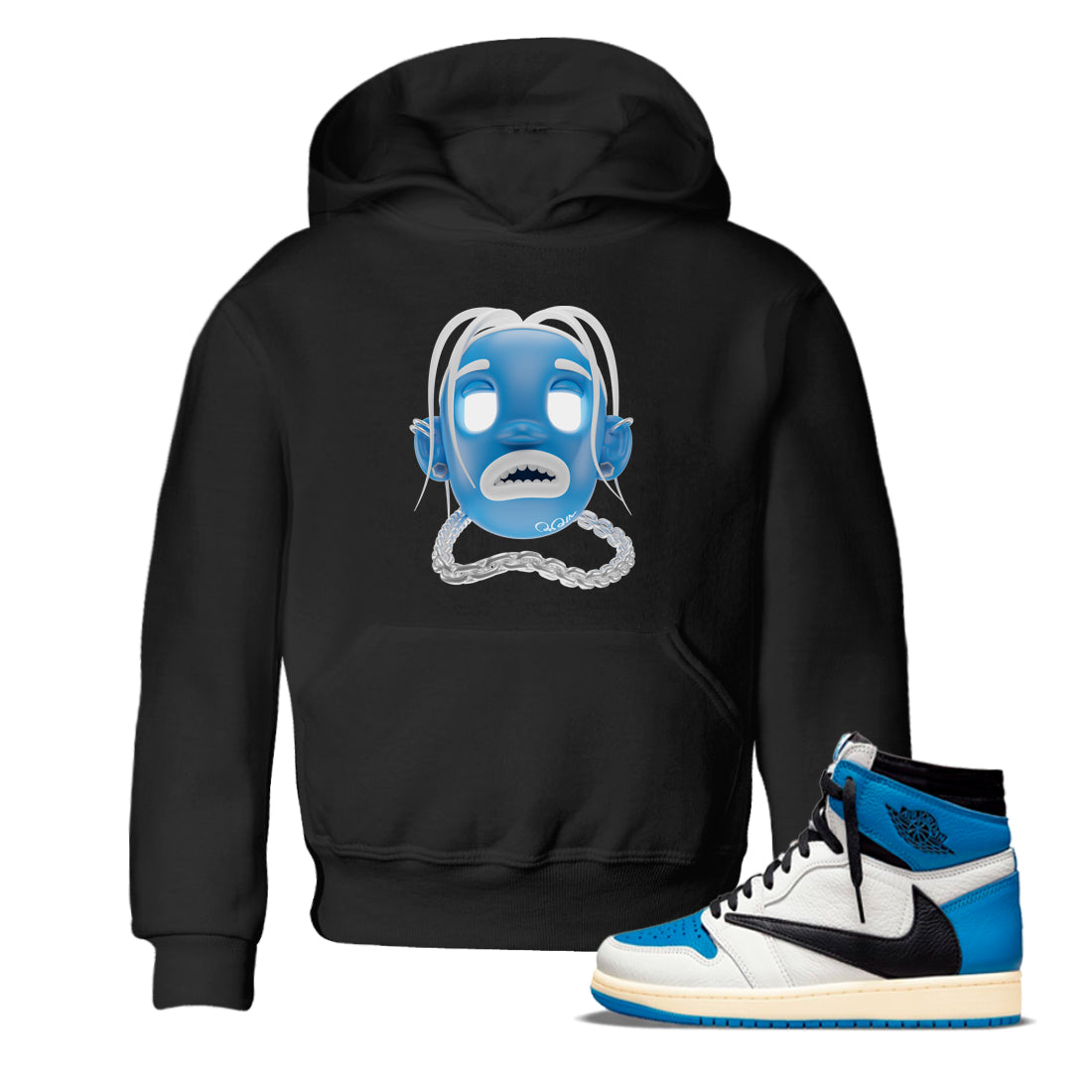 Air Jordan 1 Travis Scott Fragment Sneaker Tees Drip Gear Zone Goosebumps Boy Sneaker Tees AJ1 OG High Travis Scott Fragment Shirt Kids Shirts Black 1
