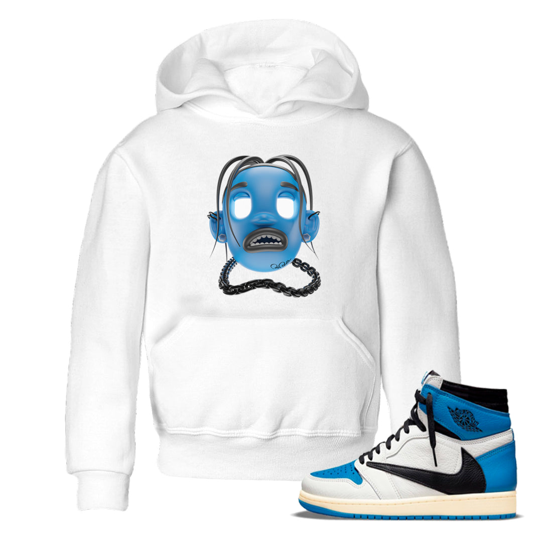 Air Jordan 1 Travis Scott Fragment Sneaker Tees Drip Gear Zone Goosebumps Boy Sneaker Tees AJ1 OG High Travis Scott Fragment Shirt Kids Shirts White 1