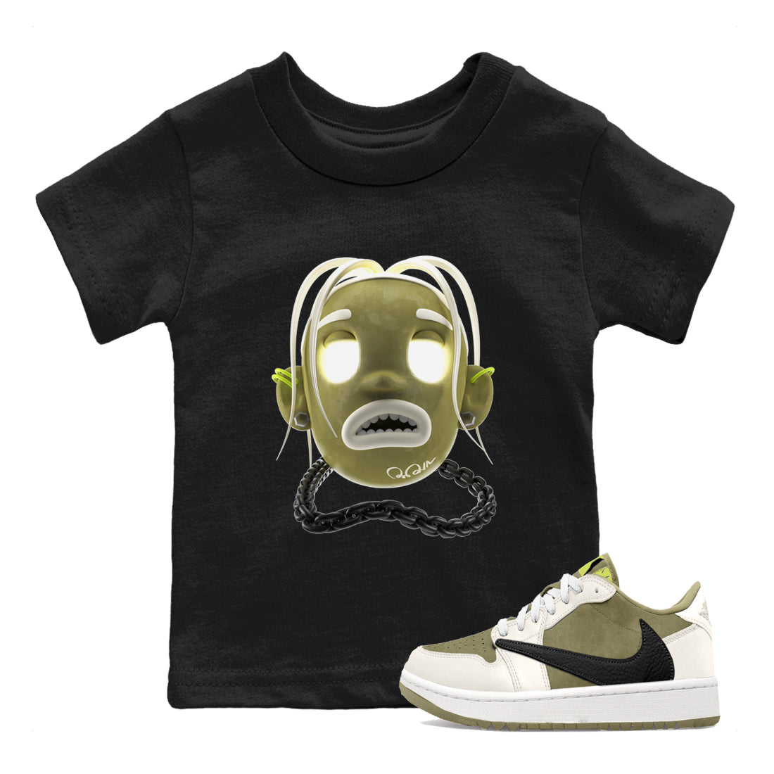 Air Jordan 1 Travis Scott Golf shirt to match jordans Goosebumps Boy Streetwear Sneaker Shirt AJ1 lowTravis Scott Golf Drip Gear Zone Sneaker Matching Clothing Baby Toddler Black 1 T-Shirt