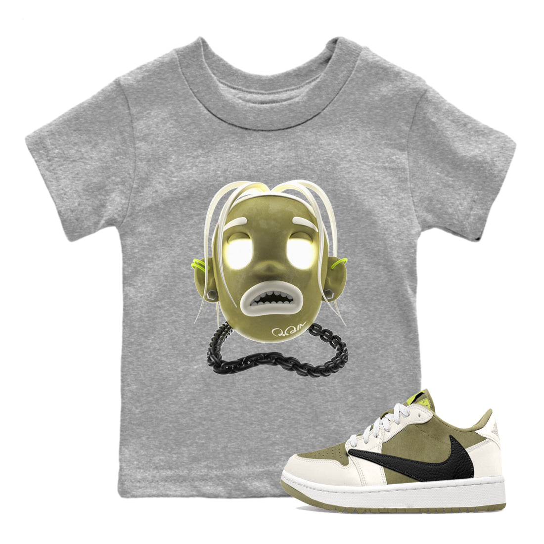 Air Jordan 1 Travis Scott Golf shirt to match jordans Goosebumps Boy Streetwear Sneaker Shirt AJ1 lowTravis Scott Golf Drip Gear Zone Sneaker Matching Clothing Baby Toddler Heather Grey 1 T-Shirt