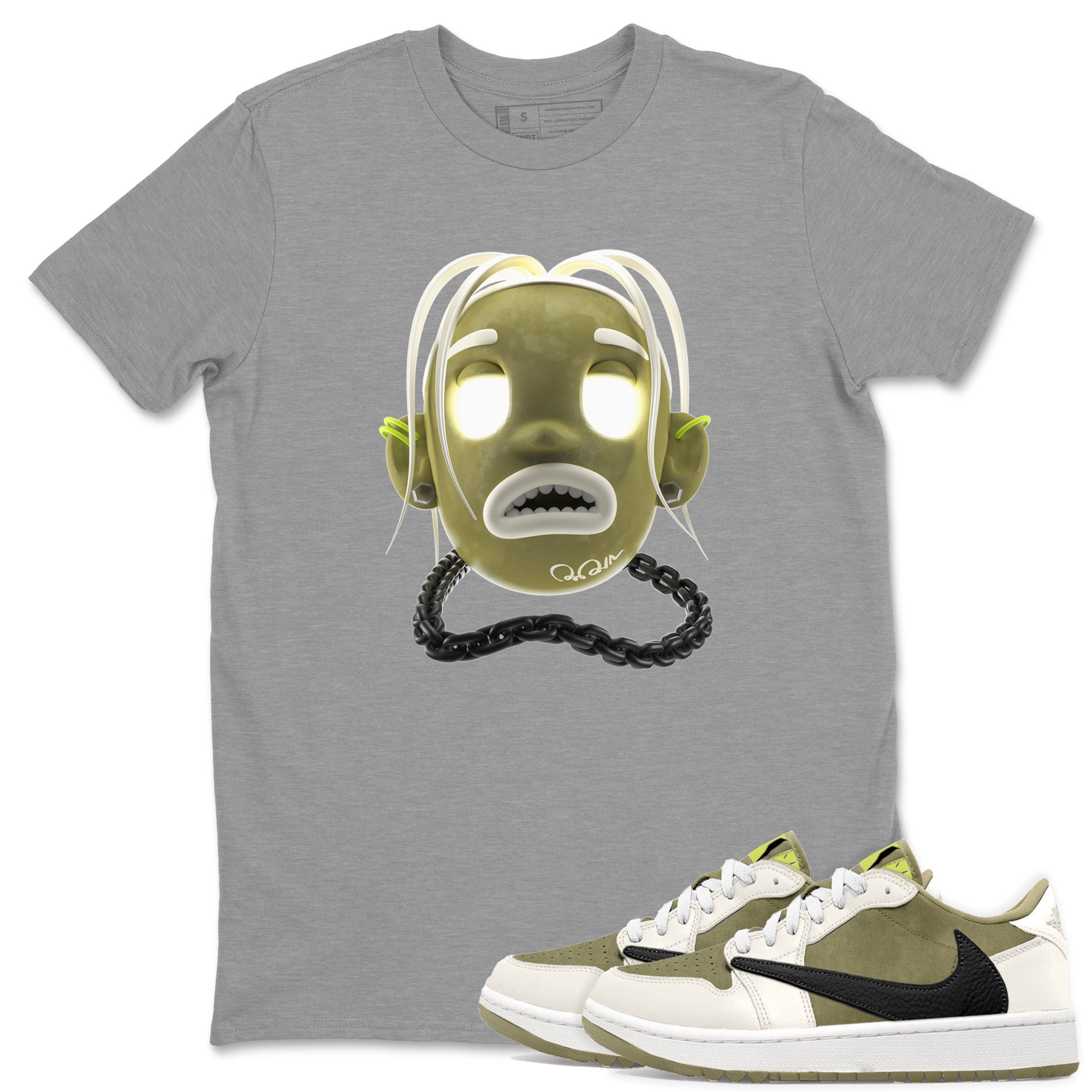 Air Jordan 1 Travis Scott Golf shirt to match jordans Goosebumps Boy Streetwear Sneaker Shirt AJ1 lowTravis Scott Golf Drip Gear Zone Sneaker Matching Clothing Unisex Heather Grey 1 T-Shirt