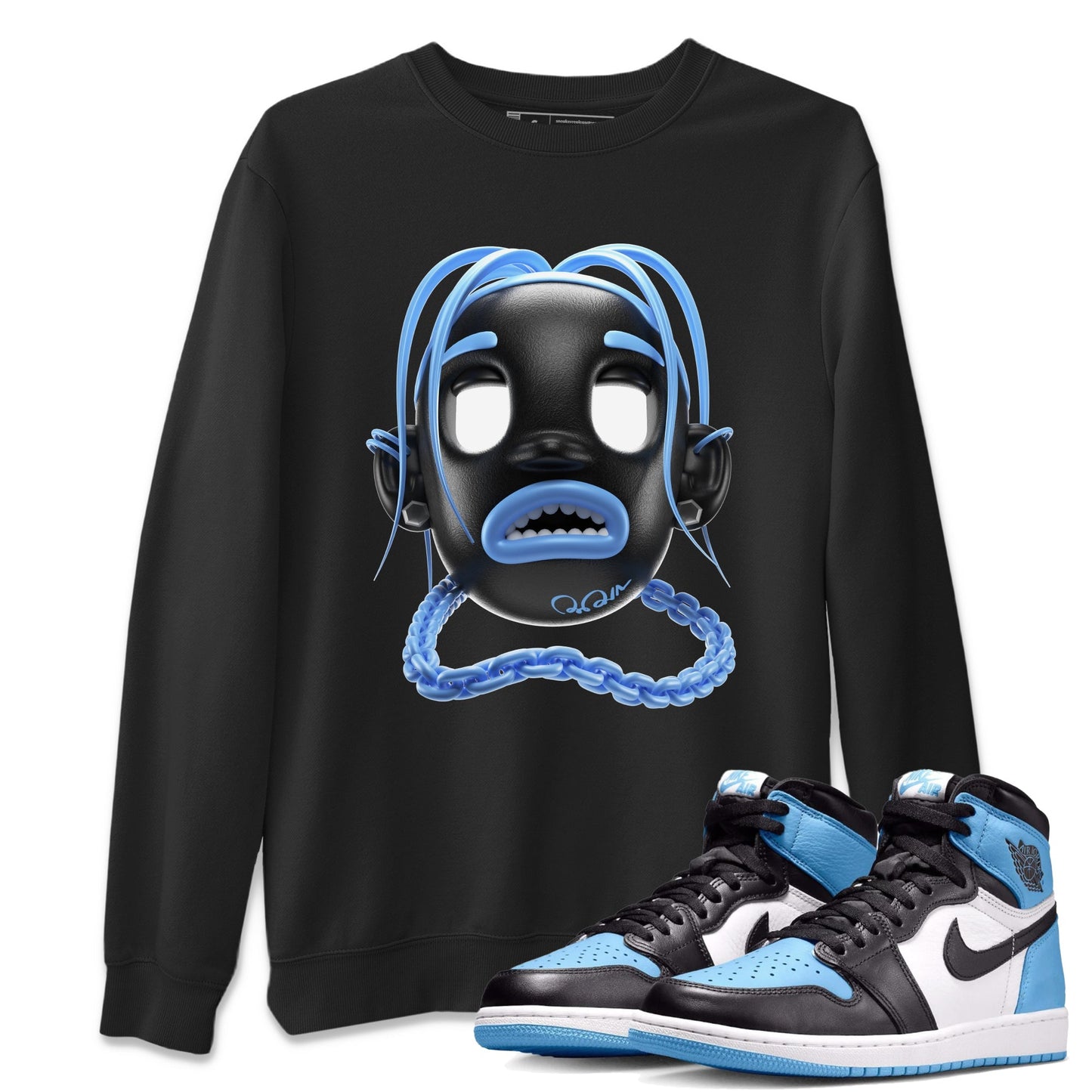 Air Jordan 1 University Blue Sneaker Match Tees Goosebumps Boy Sneaker Tees AJ1 University Blue Sneaker Release Tees Unisex Shirts Black 1