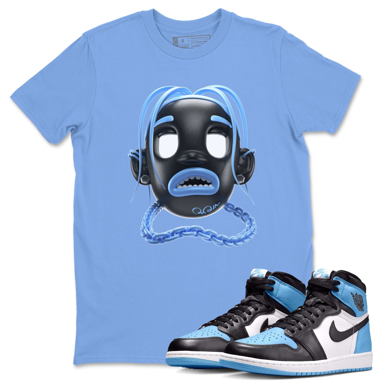 Air Jordan 1 University Blue Sneaker Match Tees Goosebumps Boy Sneaker Tees AJ1 University Blue Sneaker Release Tees Unisex Shirts Carolina Blue 1