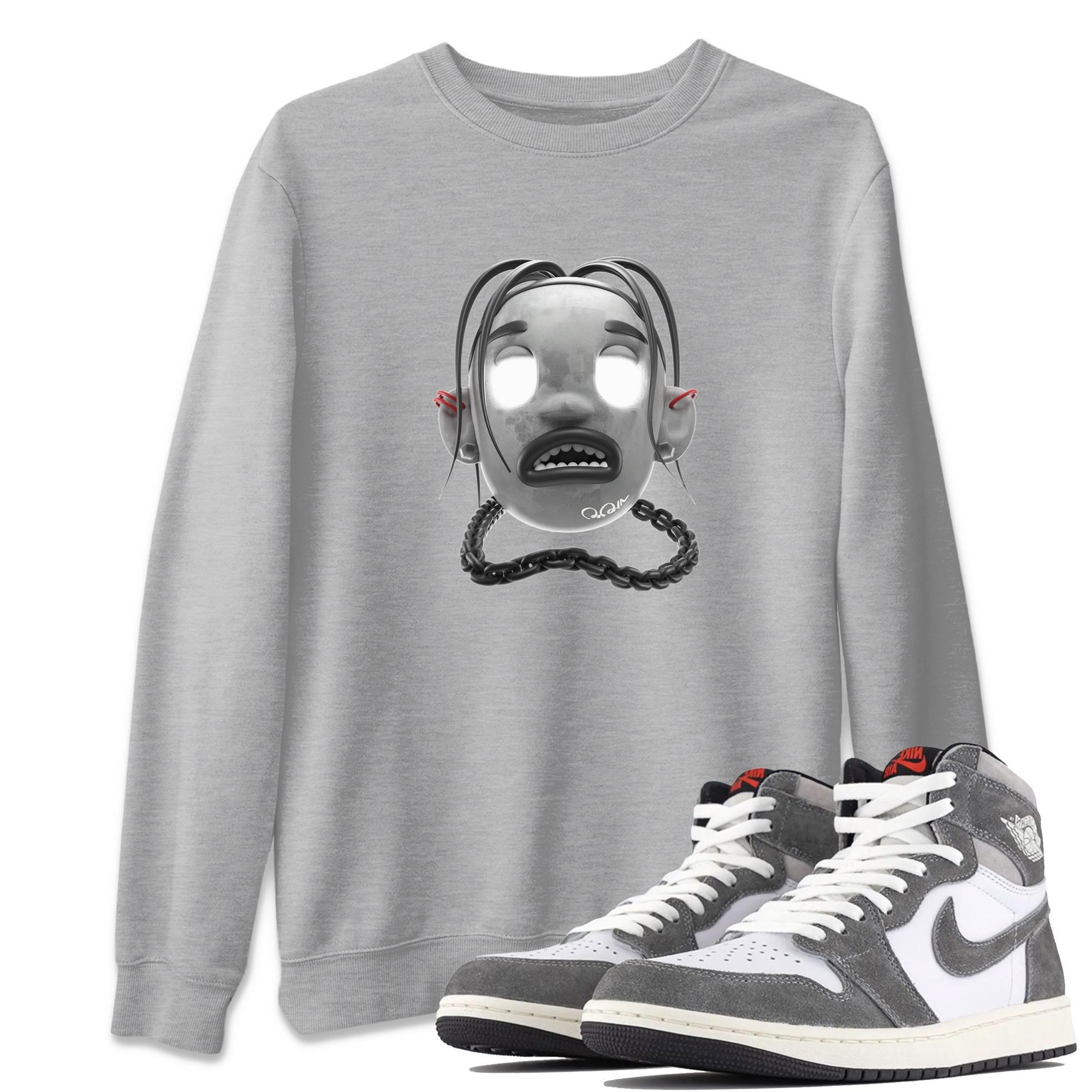 Air Jordan 1 Washed Heritage Sneaker Match Tees Goosebumps Boy Sneaker Tees AJ1 Washed Heritage Sneaker Release Tees Unisex Shirts Heather Grey 1