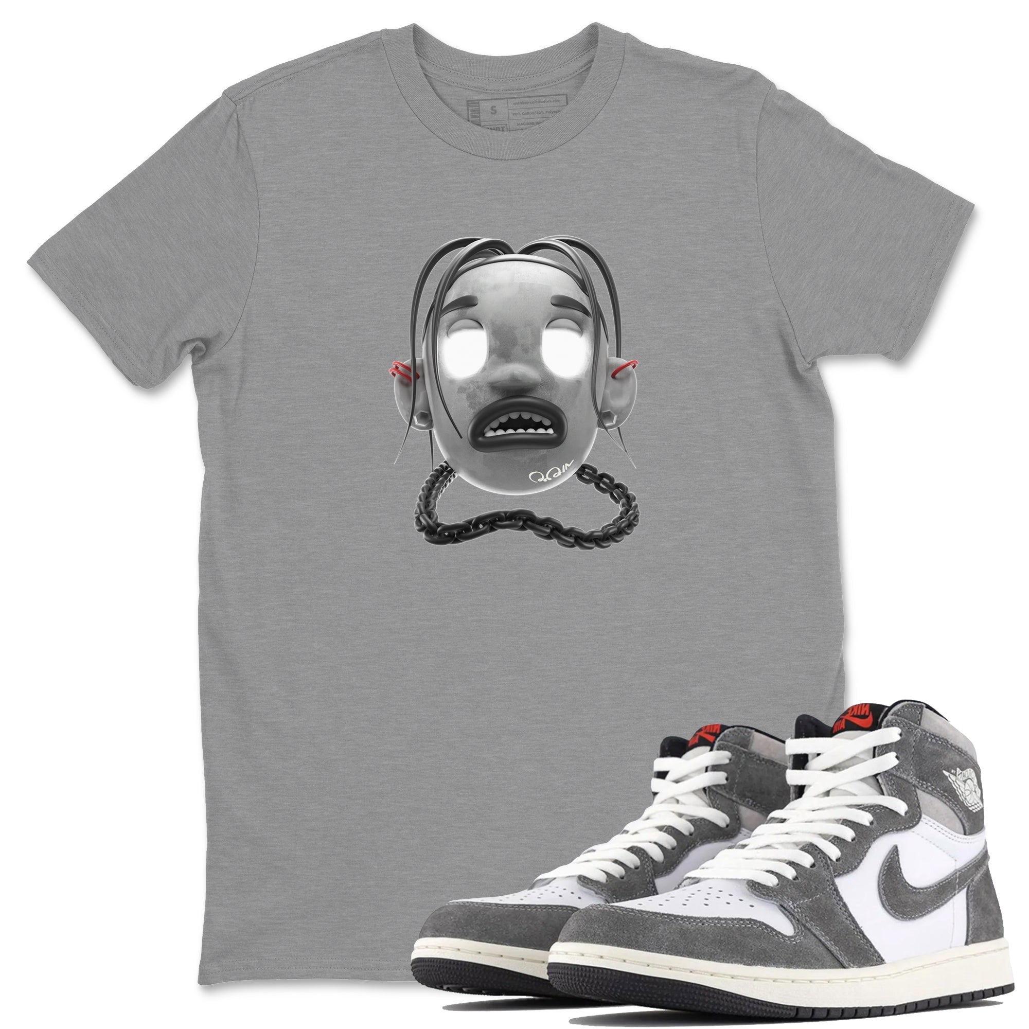 Air Jordan 1 Washed Heritage Sneaker Match Tees Goosebumps Boy Sneaker Tees AJ1 Washed Heritage Sneaker Release Tees Unisex Shirts Heather Grey 1