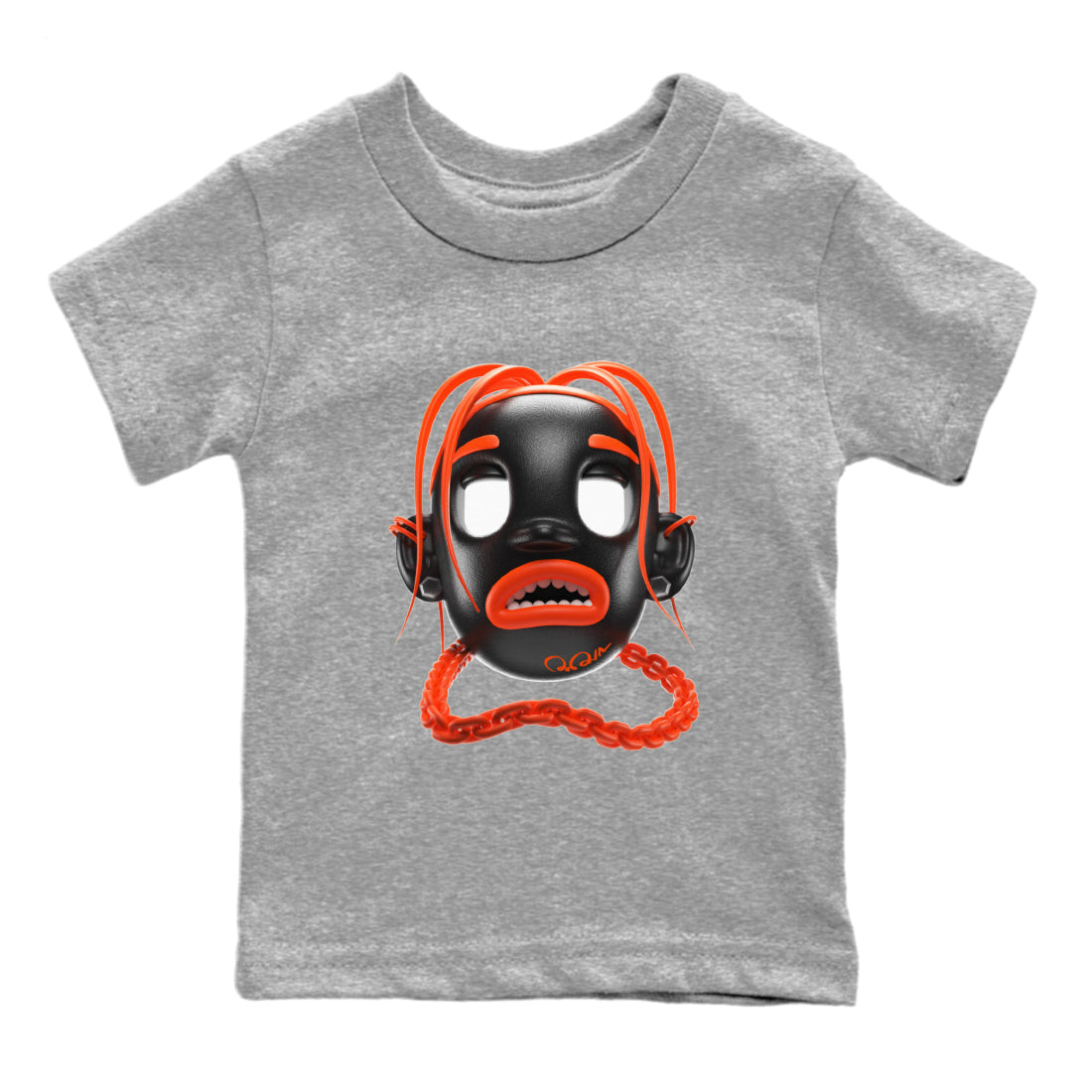 Air Jordan 12 Brilliant Orange Sneaker Match Tees Goosebumps Boy Sneaker Tees AJ12 Brilliant Orange Sneaker Release Tees Kids Shirts Heather Grey 2