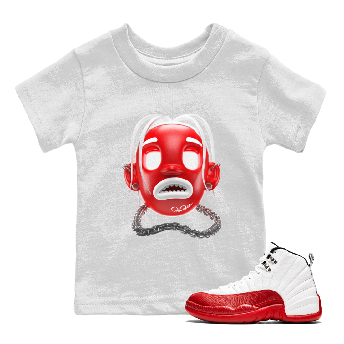 Air Jordan 12 Cherry Sneaker Match Tees Goosebumps Boy Streetwear Sneaker Shirt AJ12 Cherry Sneaker Release Tees Kids Shirts White 1
