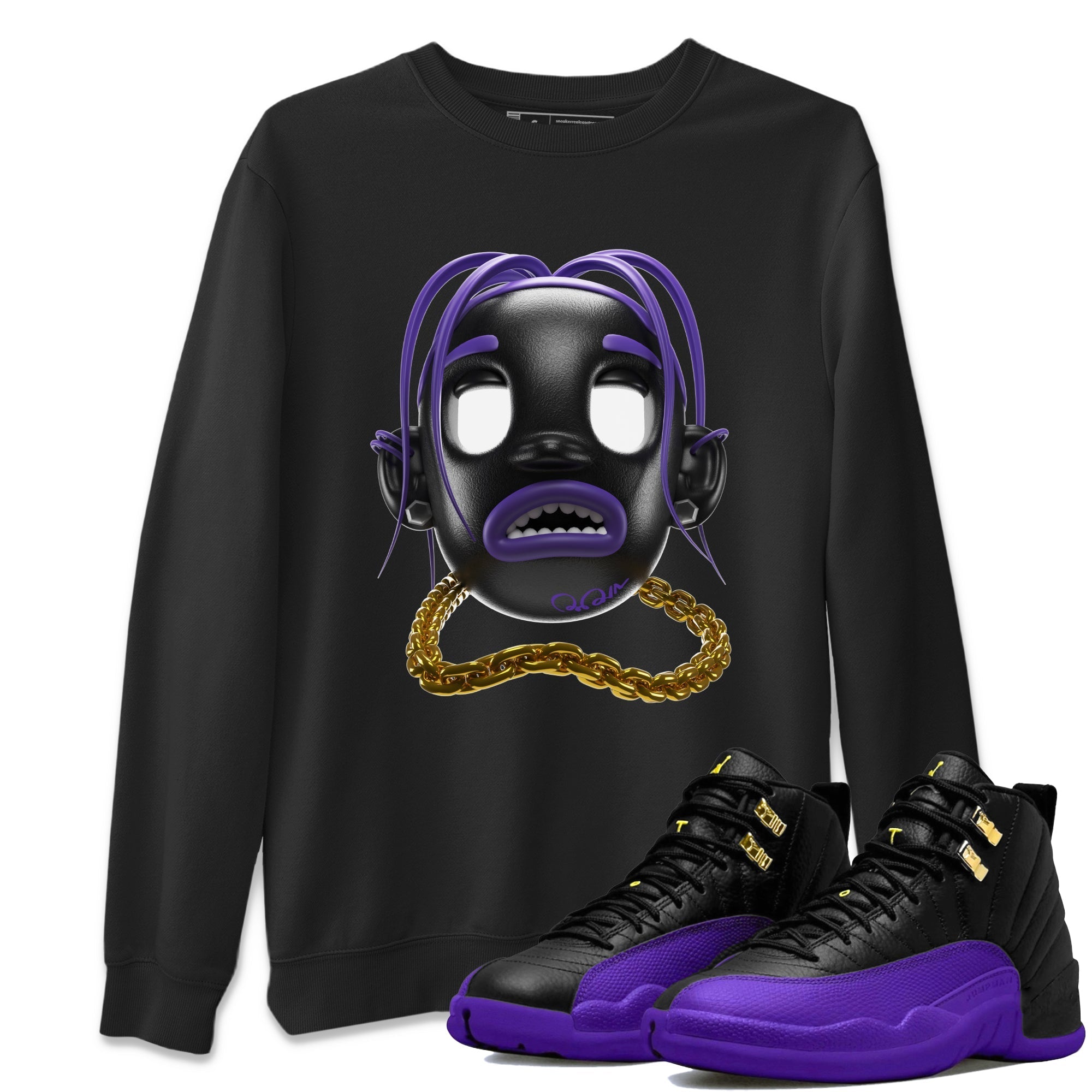 Air Jordan 12 Field Purple Sneaker Match Tees Goosebumps Boy Sneaker Tees AJ12 Field Purple Sneaker Release Tees Unisex Shirts Black 1