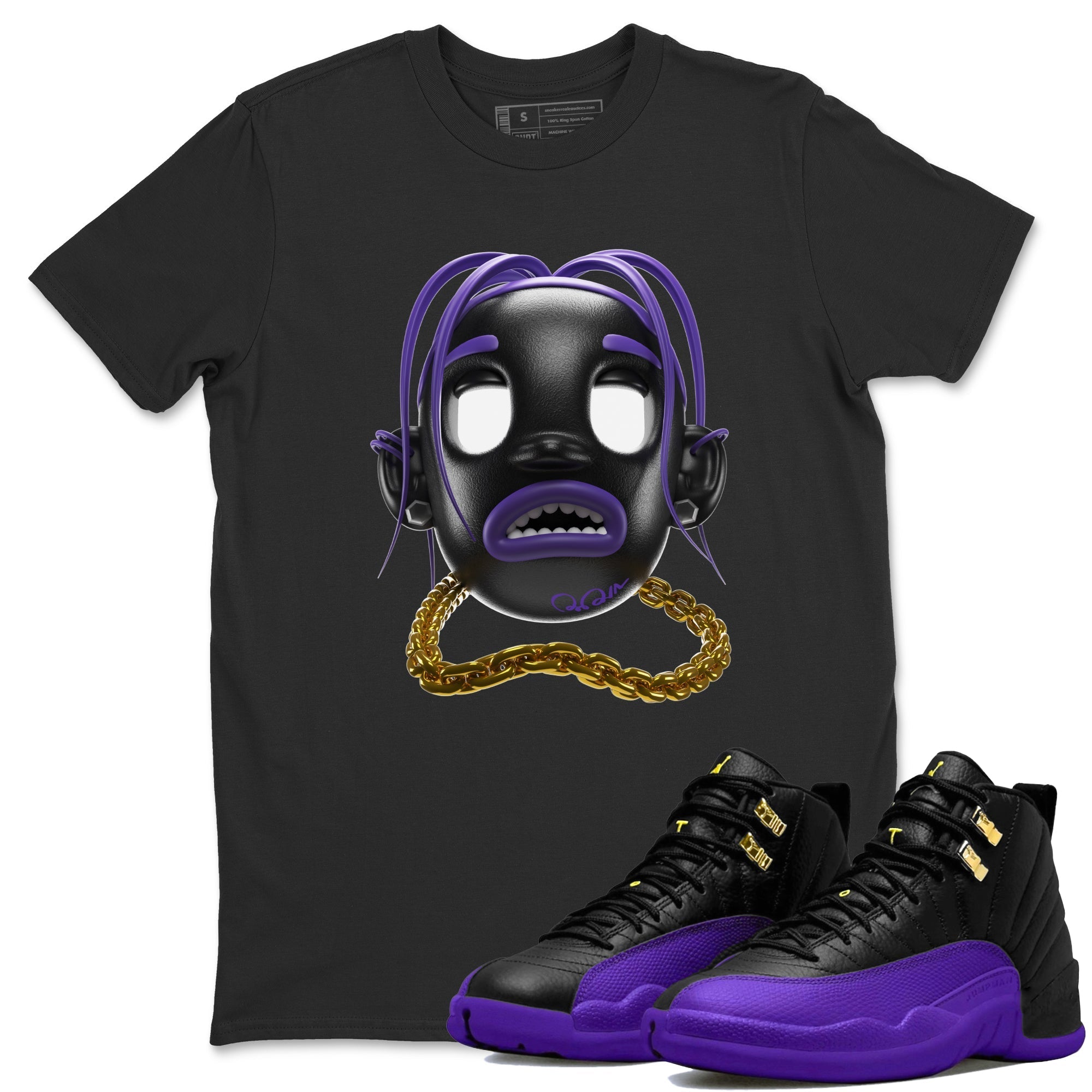Air Jordan 12 Field Purple Sneaker Match Tees Goosebumps Boy Sneaker Tees AJ12 Field Purple Sneaker Release Tees Unisex Shirts Black 1