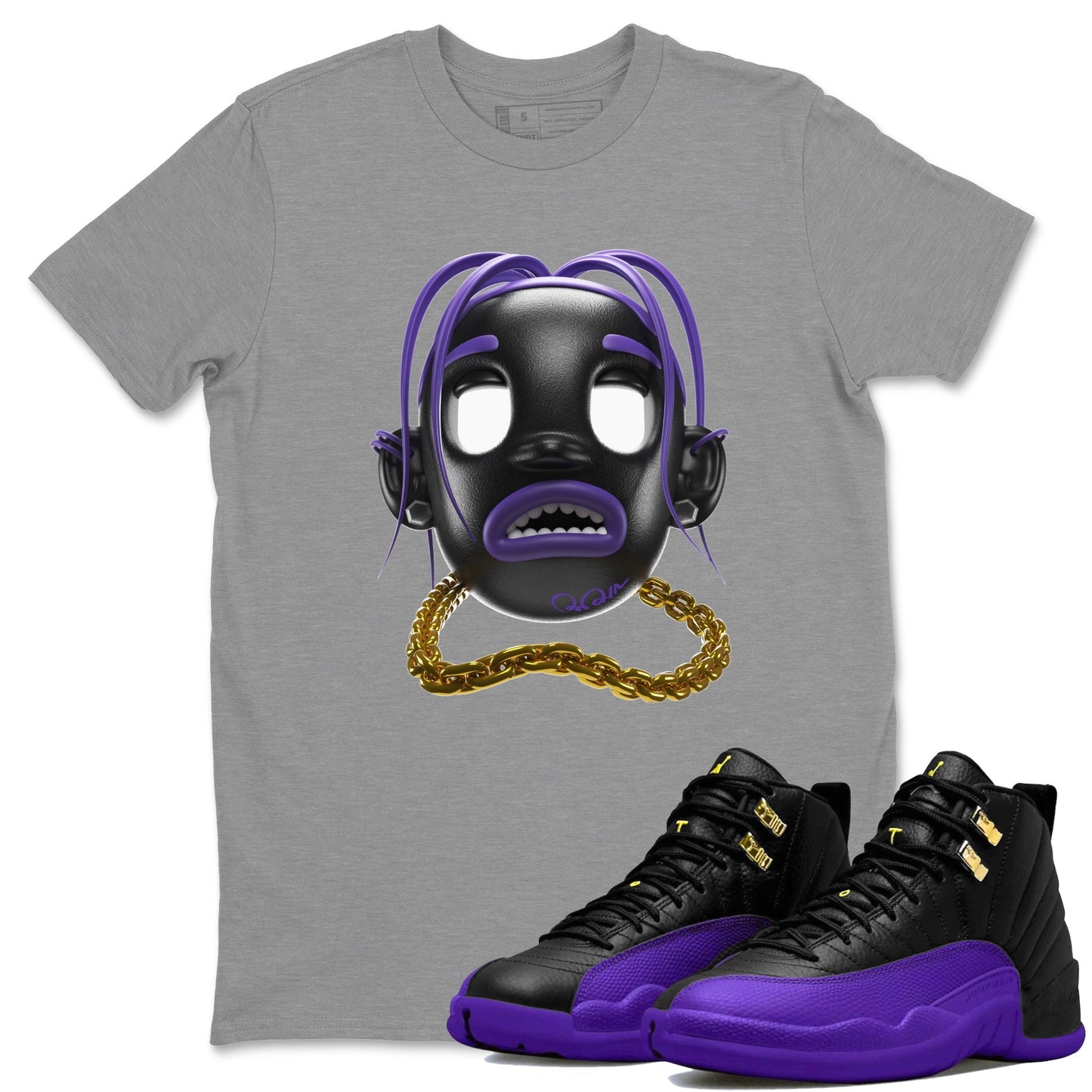 Air Jordan 12 Field Purple Sneaker Match Tees Goosebumps Boy Sneaker Tees AJ12 Field Purple Sneaker Release Tees Unisex Shirts Heather Grey 1
