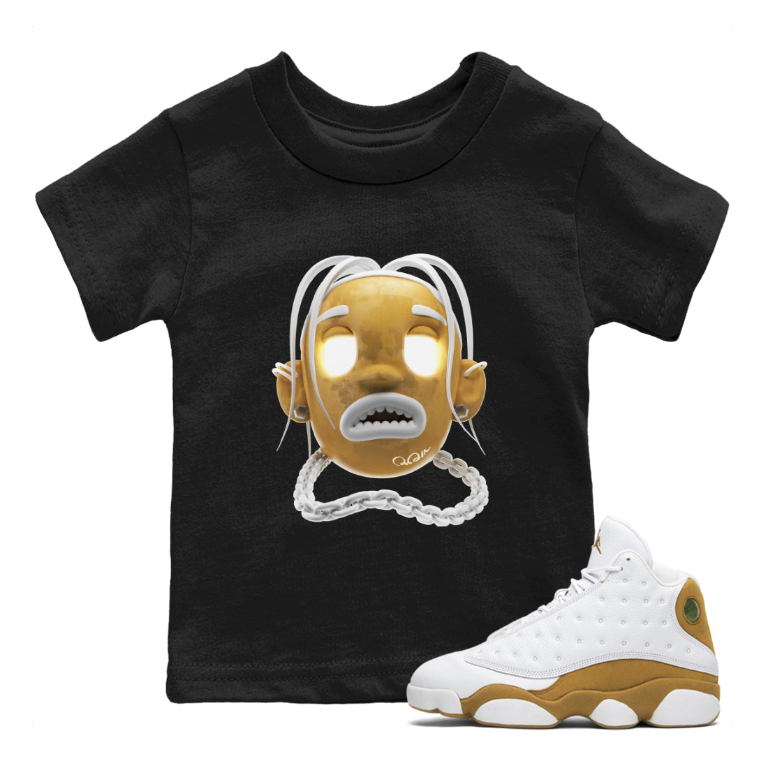 Air Jordan 13 Wheat Sneaker Match Tees Goosebumps Boy Sneaker Tees AJ13 Wheat Sneaker Release Tees Kids Shirts Black 1