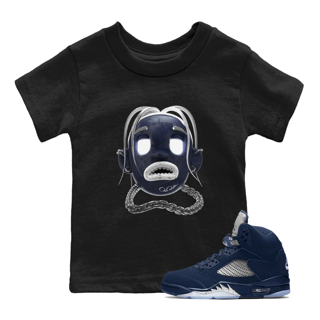 Air Jordan 5 Georgetown Sneaker Match Tees Goosebumps Boy Streetwear Sneaker Shirt AJ5 Georgetown Sneaker Release Tees Kids Shirts Black 1