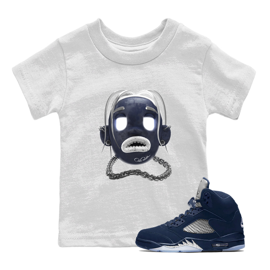 Air Jordan 5 Georgetown Sneaker Match Tees Goosebumps Boy Streetwear Sneaker Shirt AJ5 Georgetown Sneaker Release Tees Kids Shirts White 1
