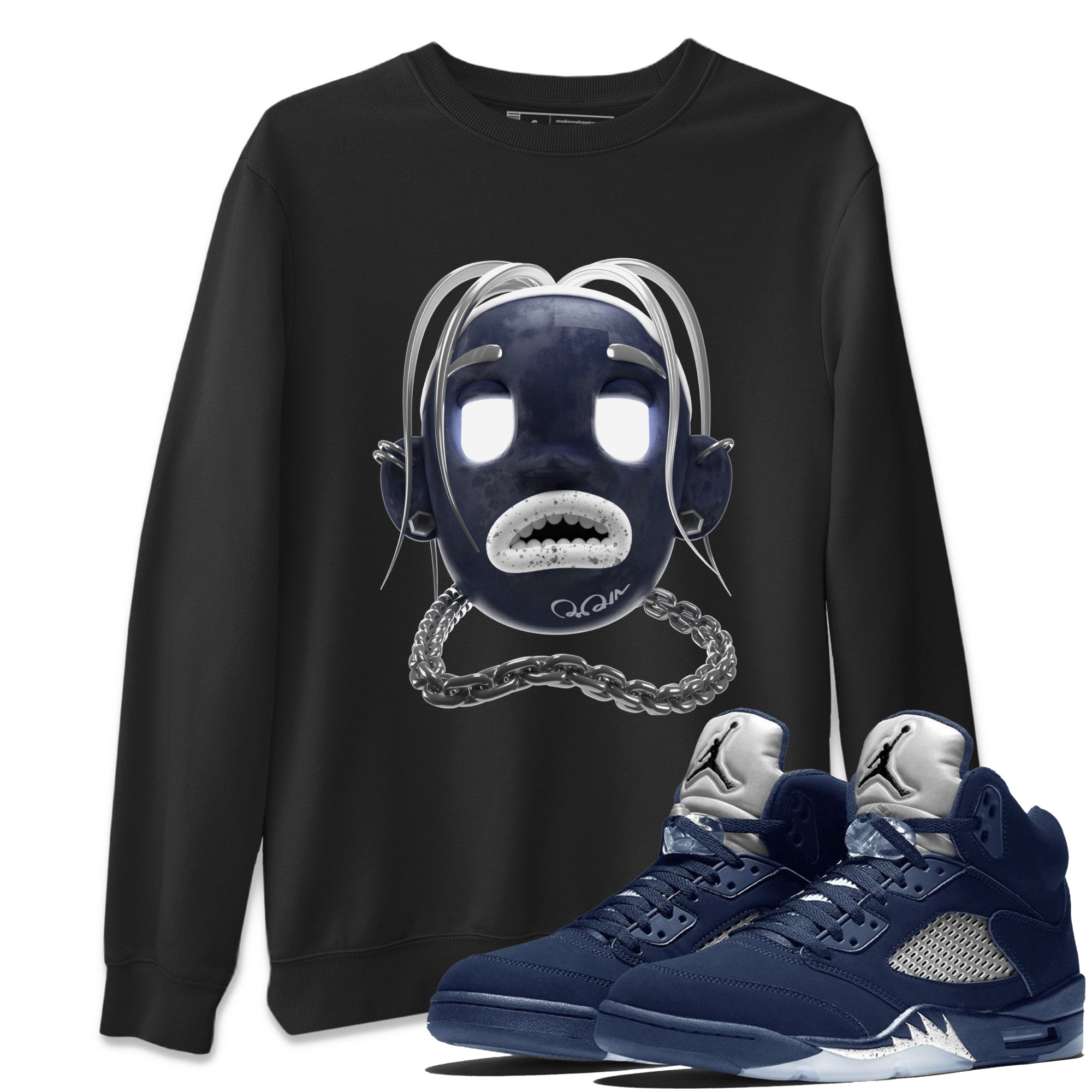 Air Jordan 5 Georgetown Sneaker Match Tees Goosebumps Boy Streetwear Sneaker Shirt AJ5 Georgetown Sneaker Release Tees Unisex Shirts Black 1