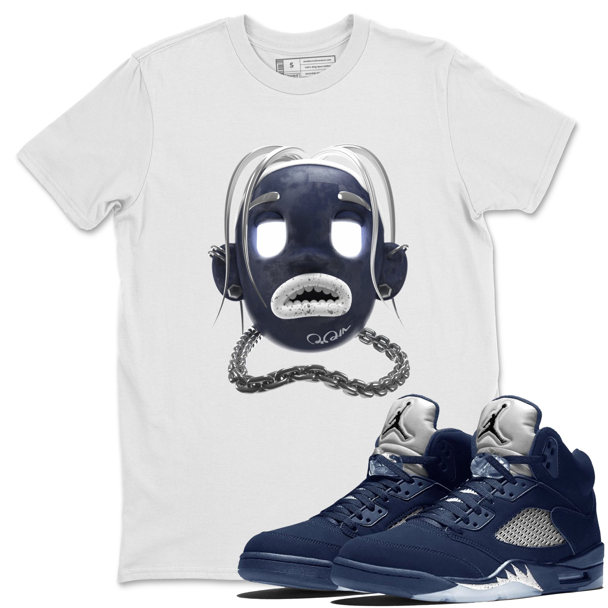 Air Jordan 5 Georgetown Sneaker Match Tees Goosebumps Boy Streetwear Sneaker Shirt AJ5 Georgetown Sneaker Release Tees Unisex Shirts White 1