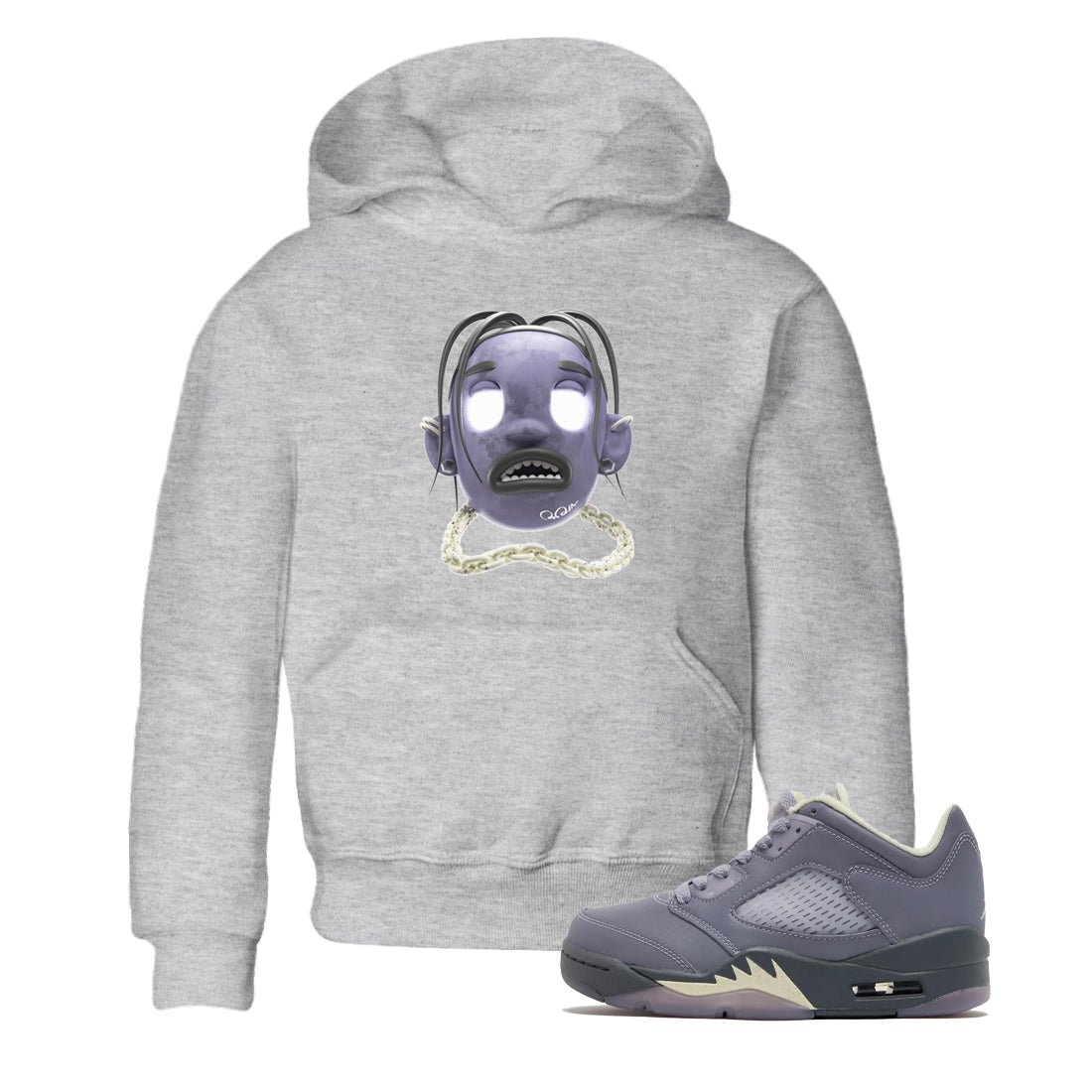 Air Jordan 5 Indigo Haze Sneaker Match Tees Goosebumps boy Streetwear Sneaker Shirt AJ5 Indigo Haze Sneaker Release Tees Kids Shirts Heather Grey 1