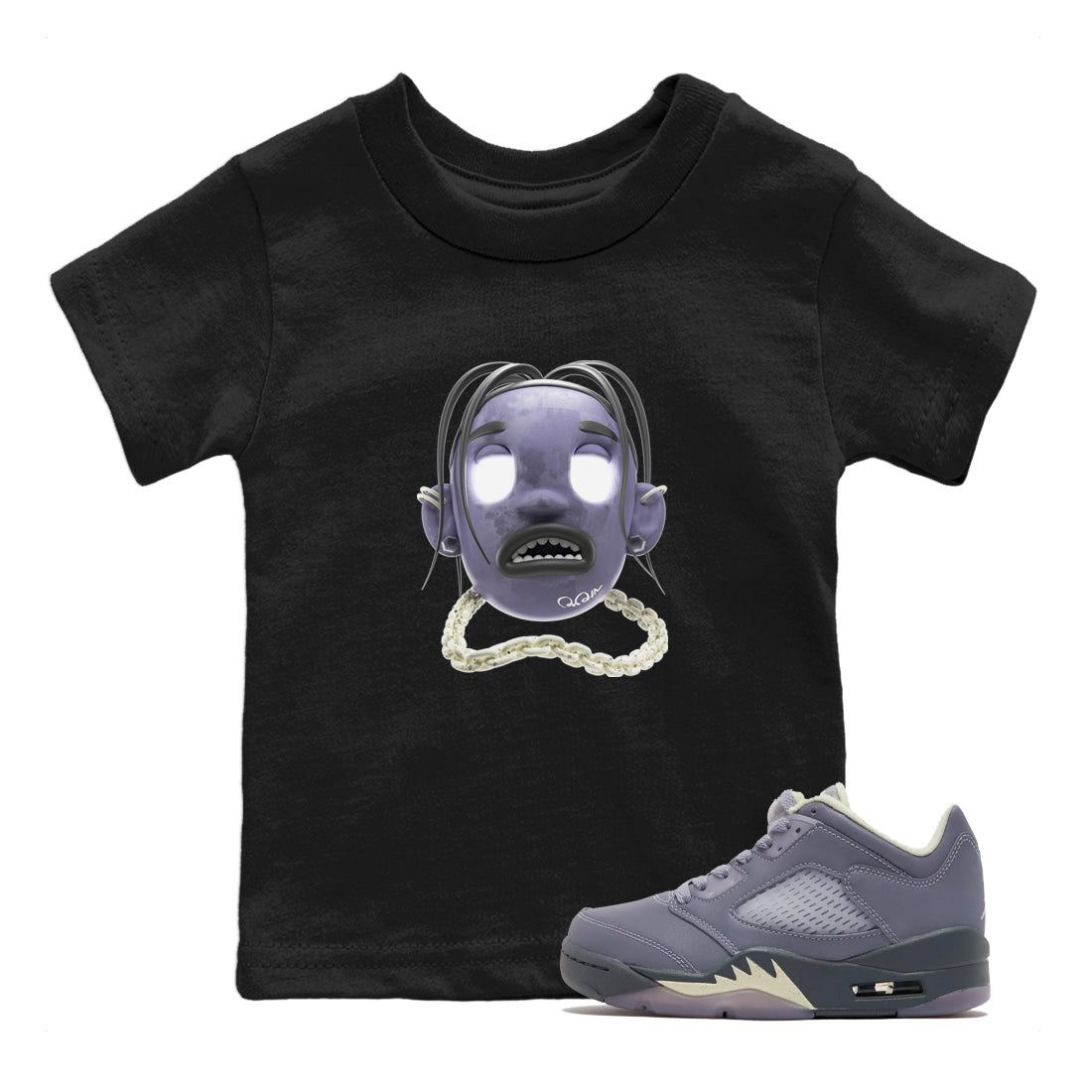 Air Jordan 5 Indigo Haze Sneaker Match Tees Goosebumps boy Streetwear Sneaker Shirt AJ5 Indigo Haze Sneaker Release Tees Kids Shirts Black 1