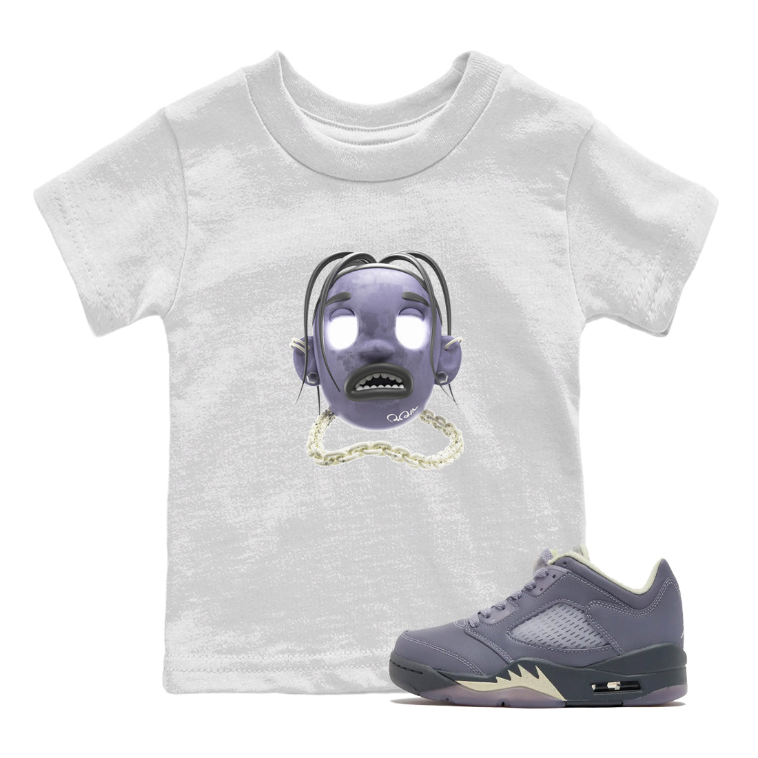 Air Jordan 5 Indigo Haze Sneaker Match Tees Goosebumps boy Streetwear Sneaker Shirt AJ5 Indigo Haze Sneaker Release Tees Kids Shirts White 1