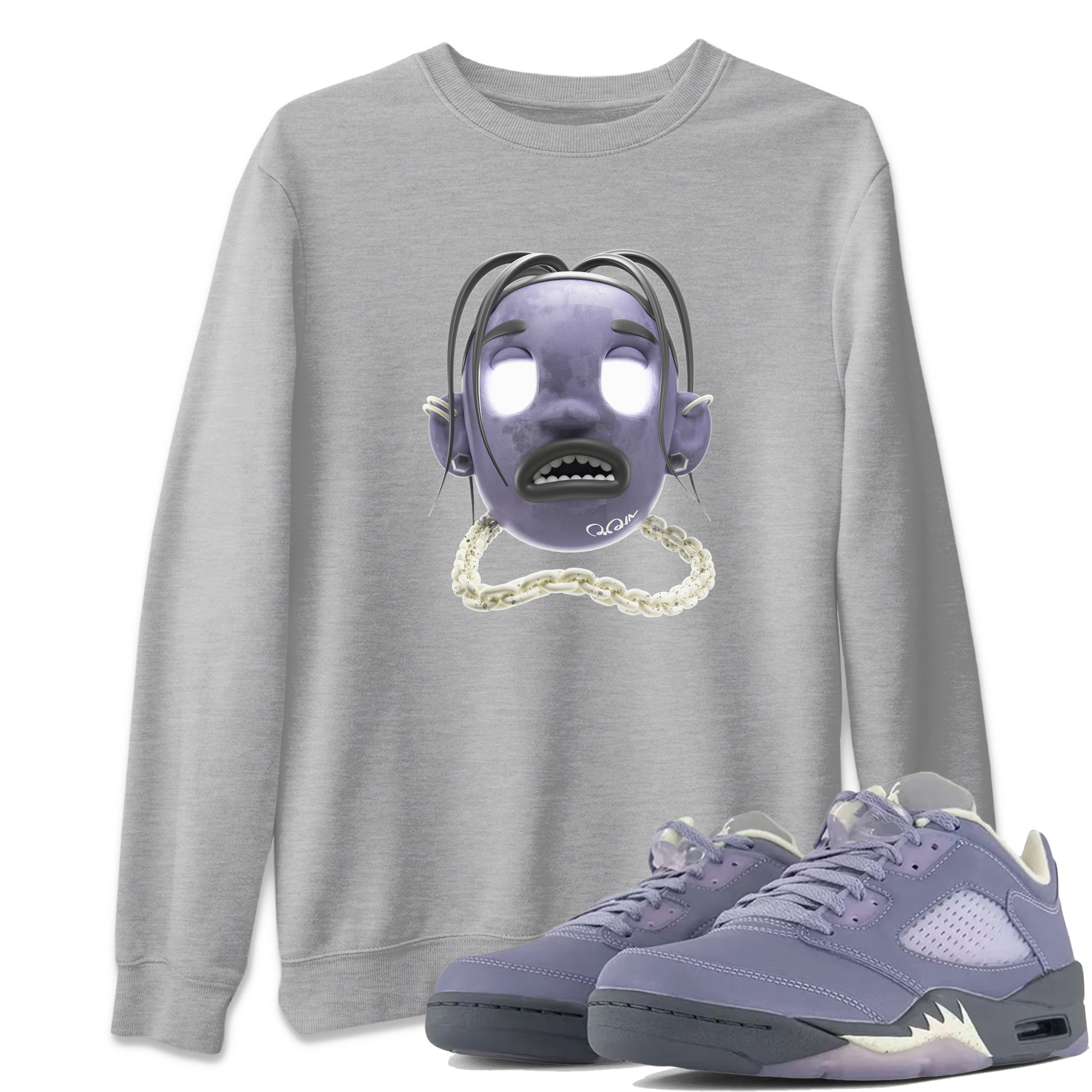 Air Jordan 5 Indigo Haze Sneaker Match Tees Goosebumps boy Sneaker Tees AJ5 Indigo Haze Sneaker Release Tees Unisex Shirts Heather Grey 1