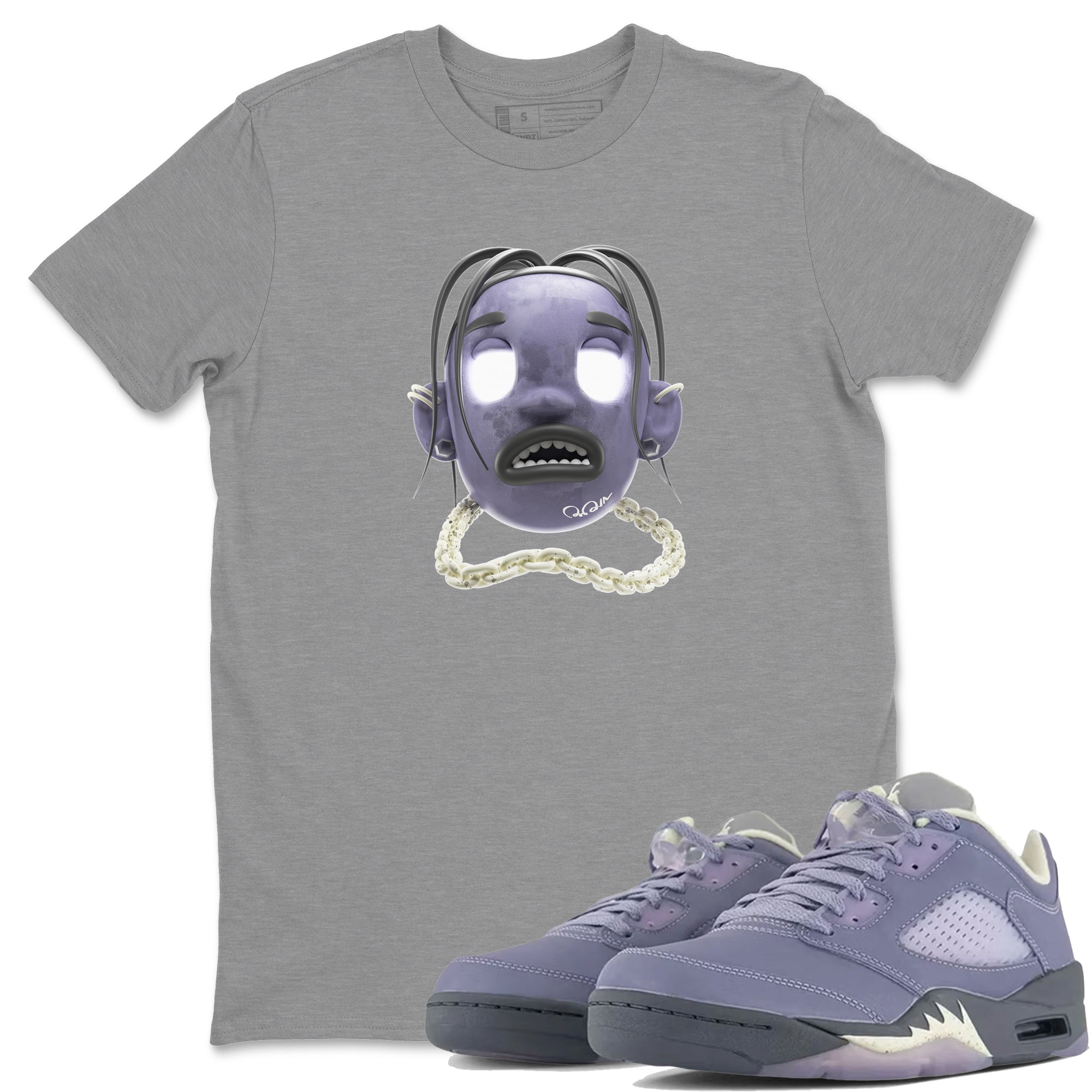 Air Jordan 5 Indigo Haze Sneaker Match Tees Goosebumps boy Sneaker Tees AJ5 Indigo Haze Sneaker Release Tees Unisex Shirts Heather Grey 1