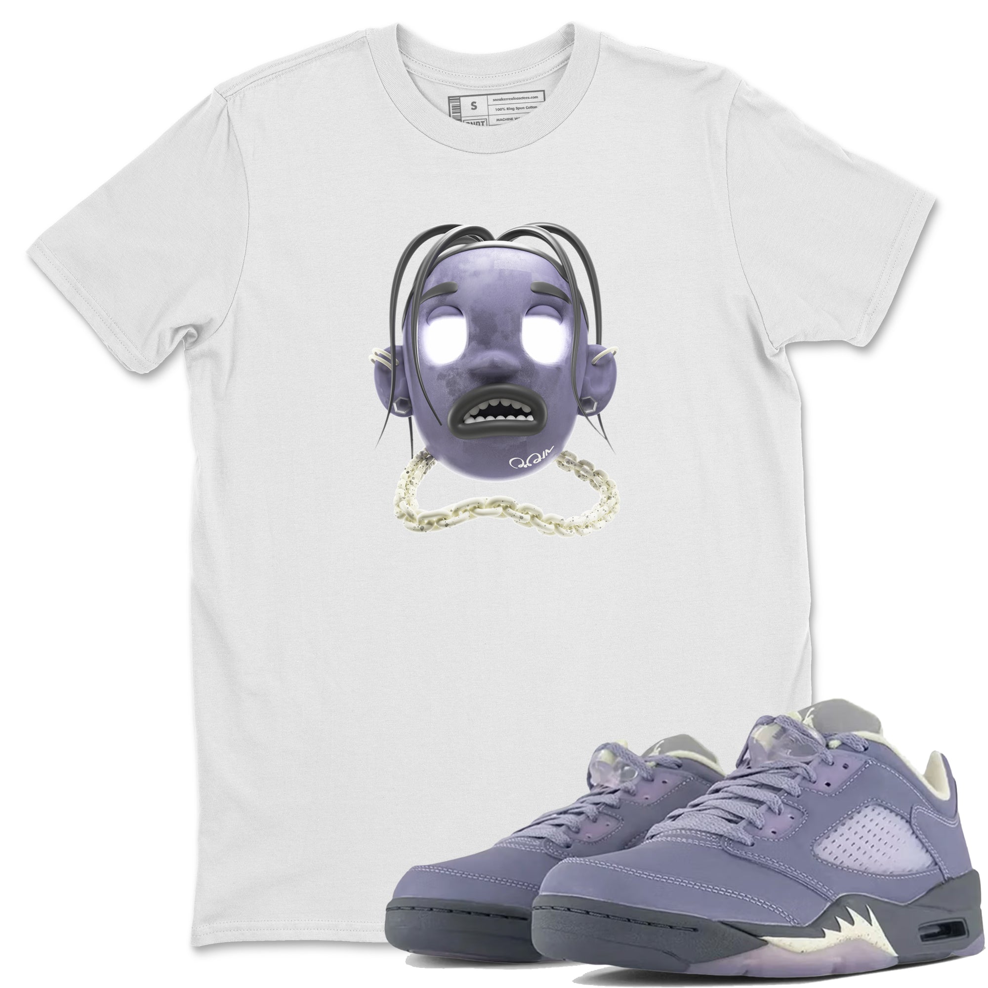 Air Jordan 5 Indigo Haze Sneaker Match Tees Goosebumps boy Sneaker Tees AJ5 Indigo Haze Sneaker Release Tees Unisex Shirts White 1