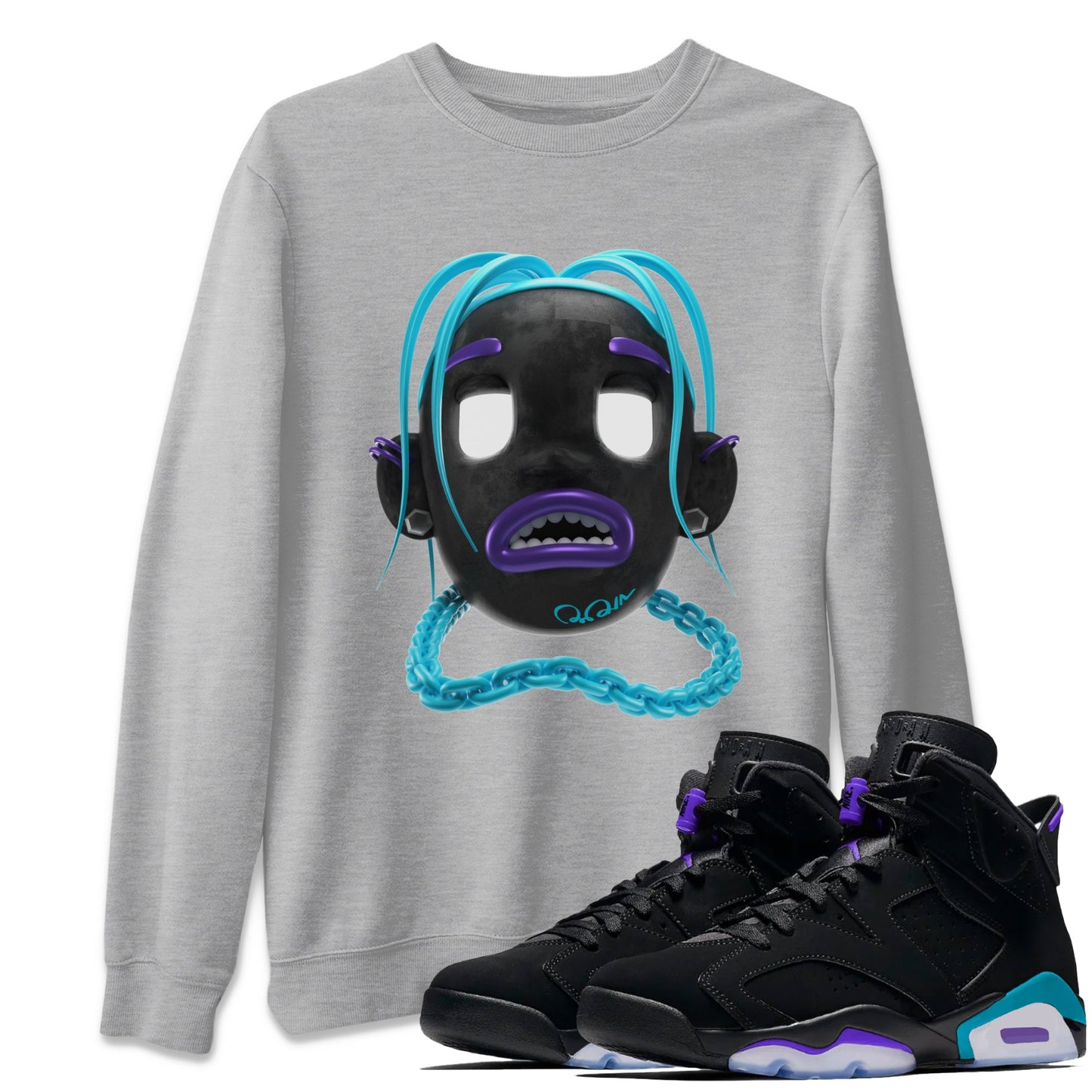 Air Jordan 6 Aqua Sneaker Match Tees Goosebumps Boy Sneaker Tees AJ6 Aqua Sneaker Release Tees Unisex Shirts Heather Grey 1