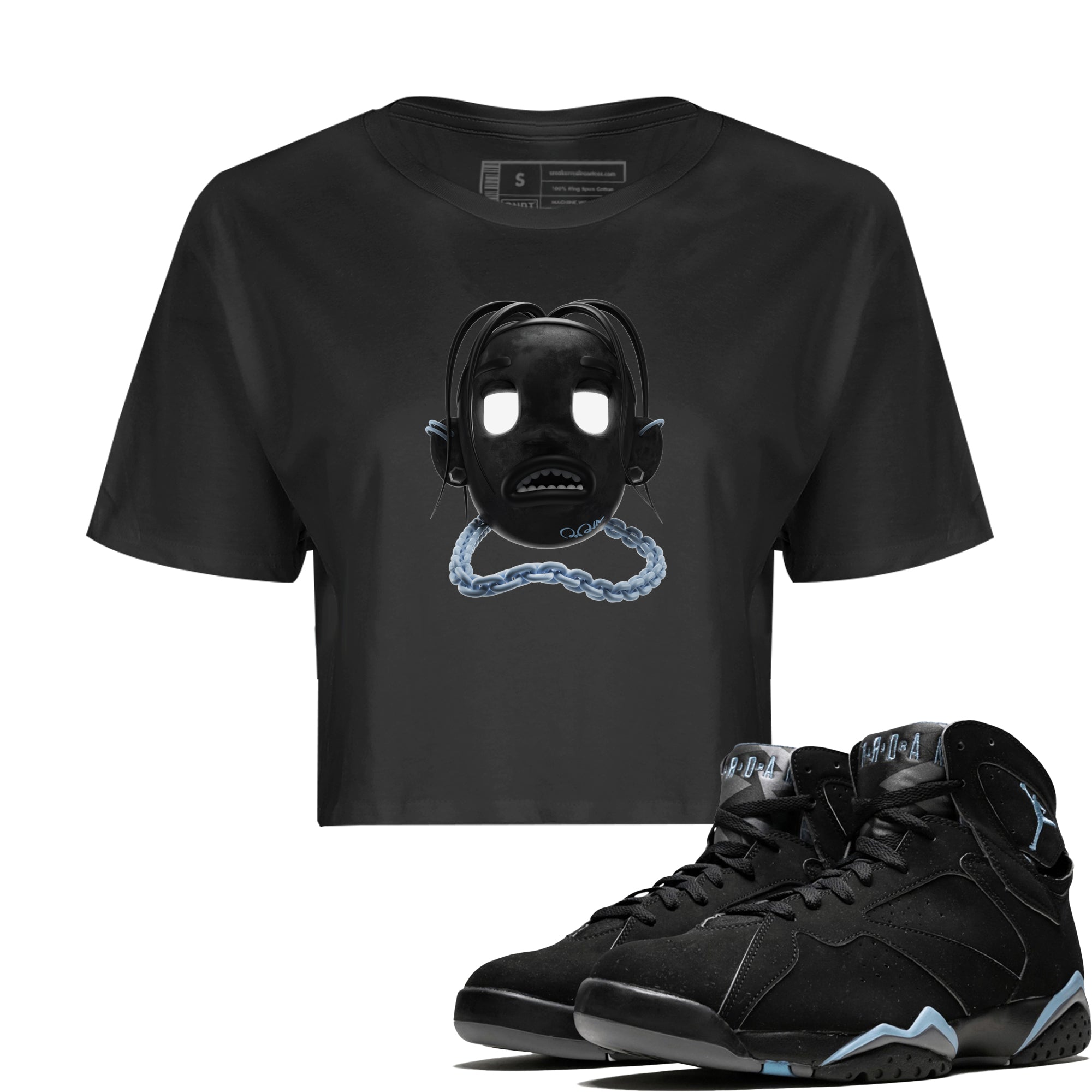 Air Jordan 7 Chambray Sneaker Match Tees Goosebumps Boy Sneaker Tees AJ7 Chambray Sneaker Release Tees Women's Shirts Black 1