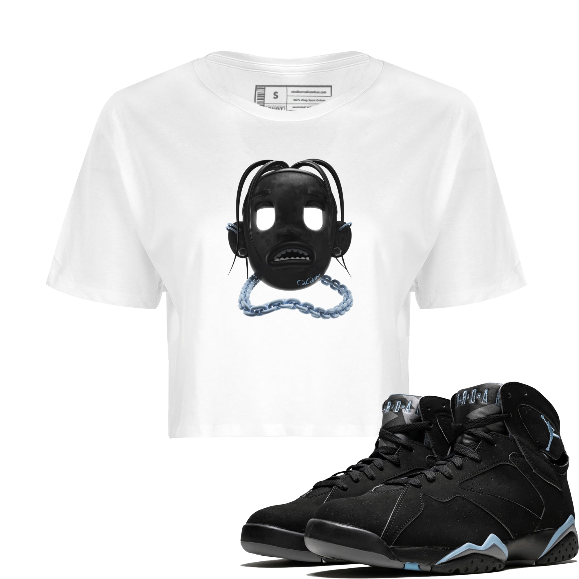 Air Jordan 7 Chambray Sneaker Match Tees Goosebumps Boy Sneaker Tees AJ7 Chambray Sneaker Release Tees Women's Shirts White 1