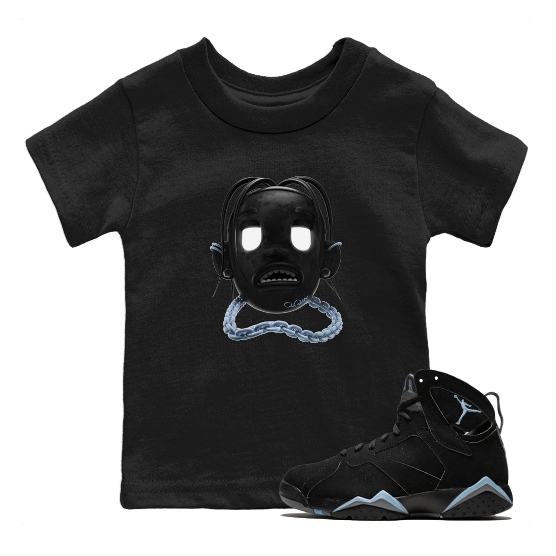Air Jordan 7 Chambray Sneaker Match Tees Goosebumps Boy Sneaker Tees AJ7 Chambray Sneaker Release Tees Kids Shirts Black 1