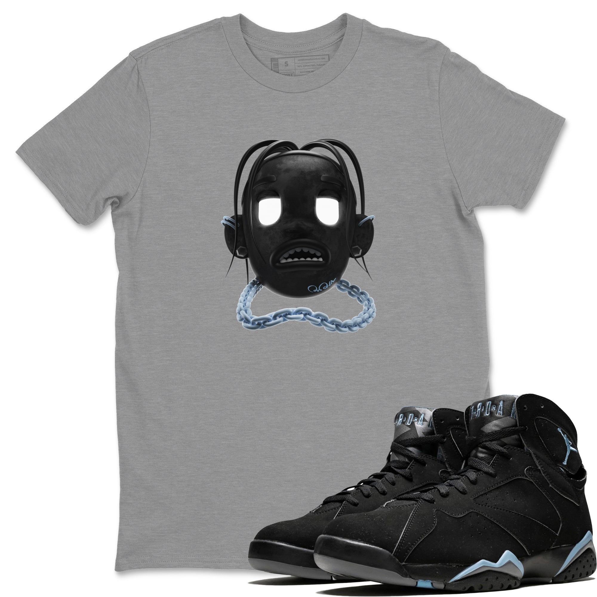 Air Jordan 7 Chambray Sneaker Match Tees Goosebumps Boy Sneaker Tees AJ7 Chambray Sneaker Release Tees Unisex Shirts Heather Grey 1