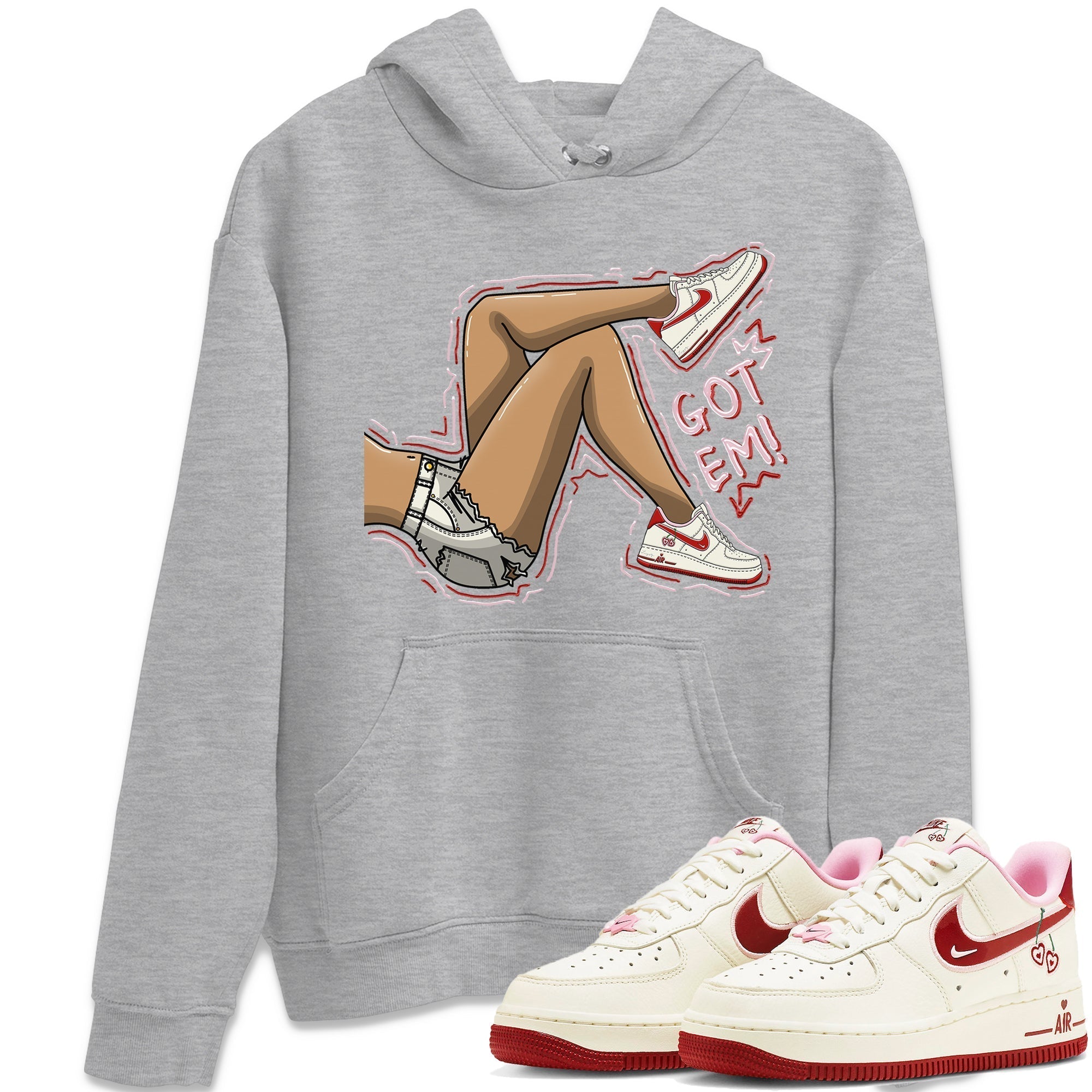 Air Force 1 Valentines Day Sneaker Match Tees Got Em Legs Sneaker Tees Air Force 1 Valentines Day Jordan to match sneaker T-Shirt Crew Neck Shirts