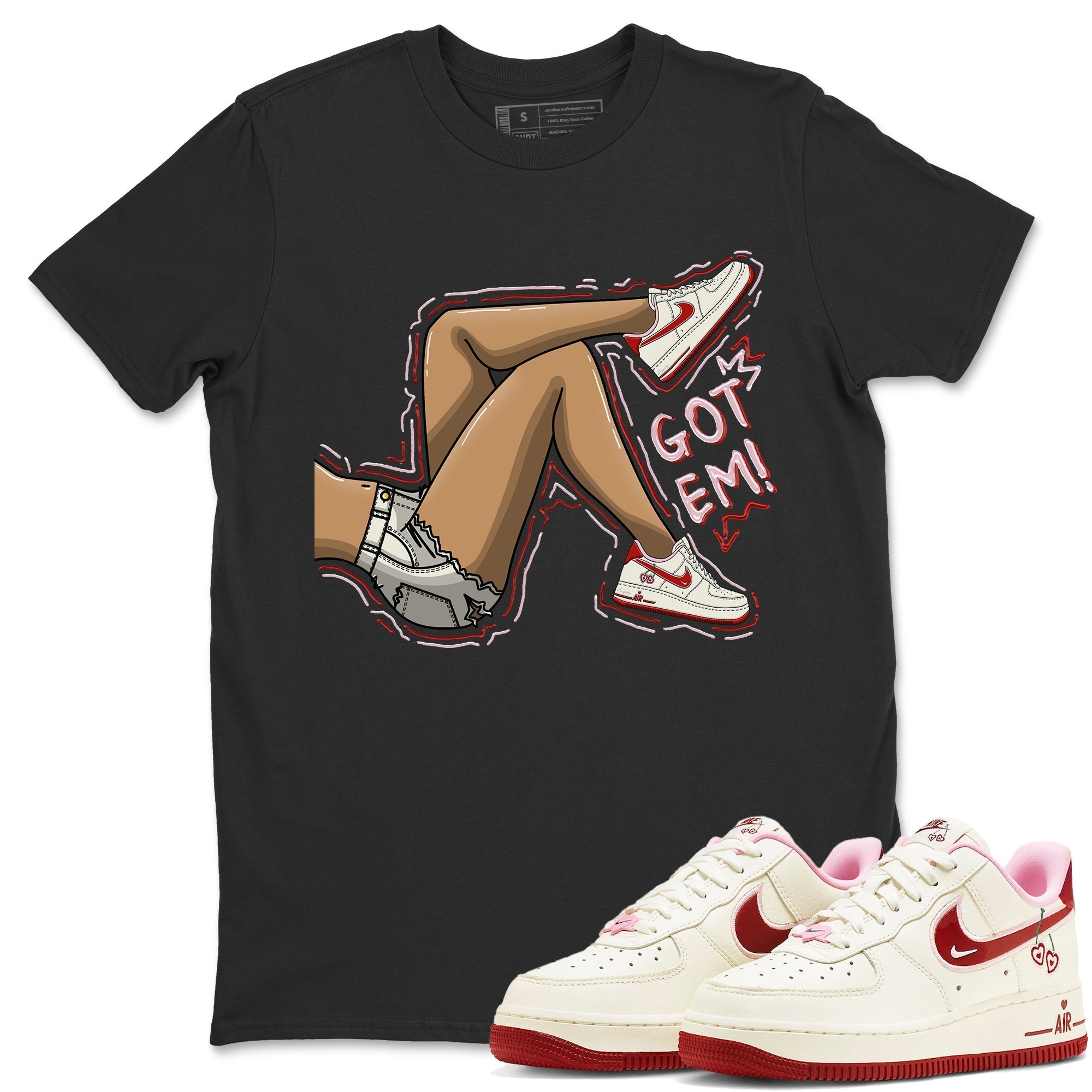 Air Force 1 Valentines Day Sneaker Match Tees Got Em Legs Sneaker Tees Air Force 1 Valentines Day Jordan to match sneaker T-Shirt Crew Neck Shirts