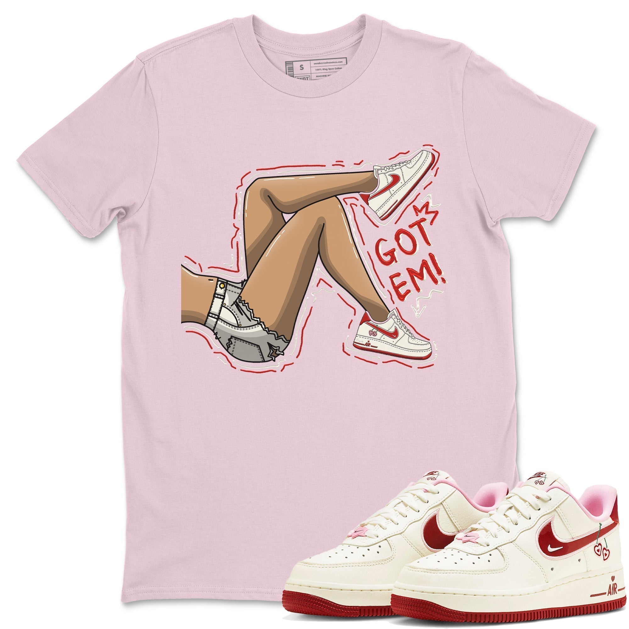 Air Force 1 Valentines Day Sneaker Match Tees Got Em Legs Sneaker Tees Air Force 1 Valentines Day Jordan to match sneaker T-Shirt Crew Neck Shirts