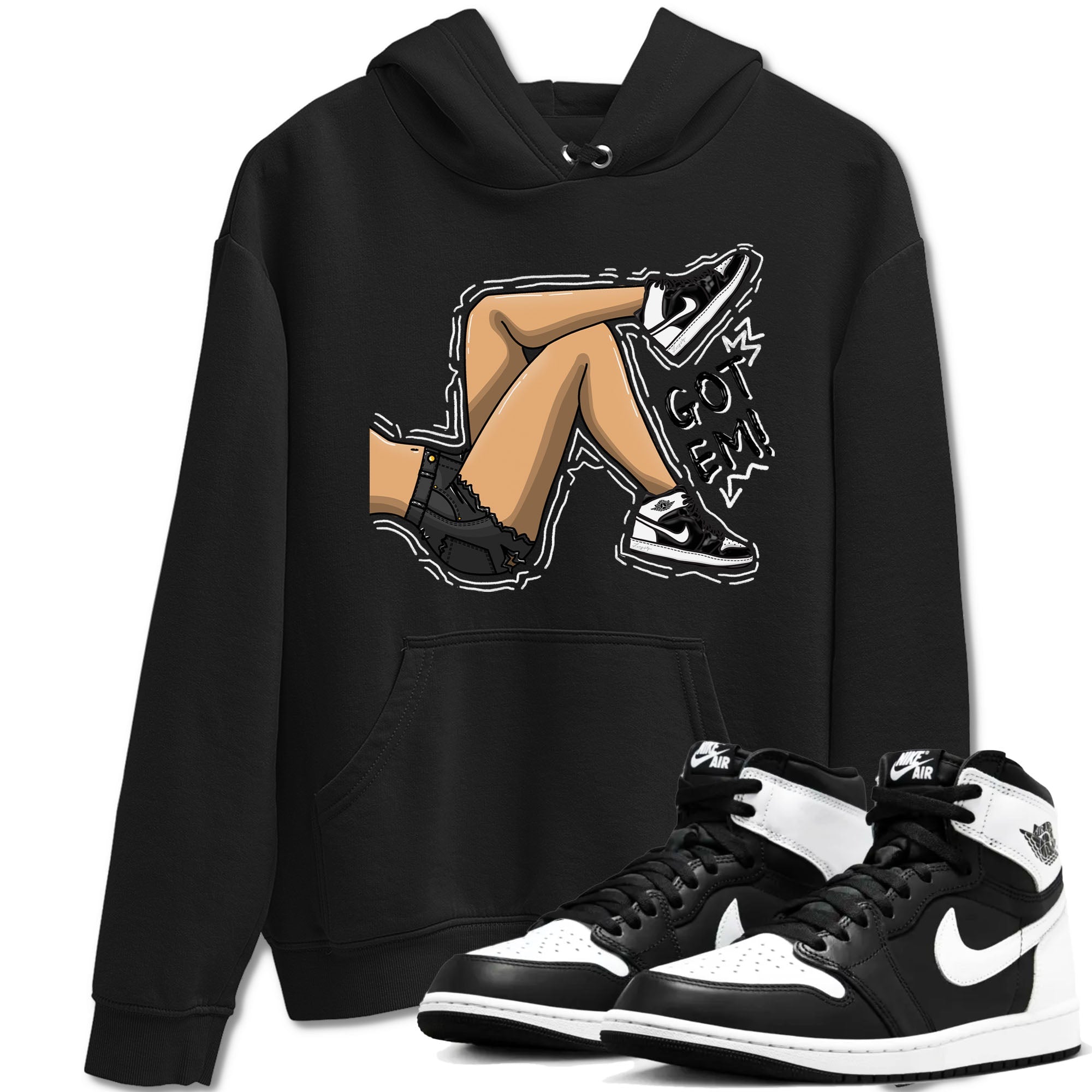 1s Black White shirt to match jordans Got Em Legs sneaker tees Air Jordan 1 Black White Drip Gear Zone unisex cotton Black 1 crew neck shirt