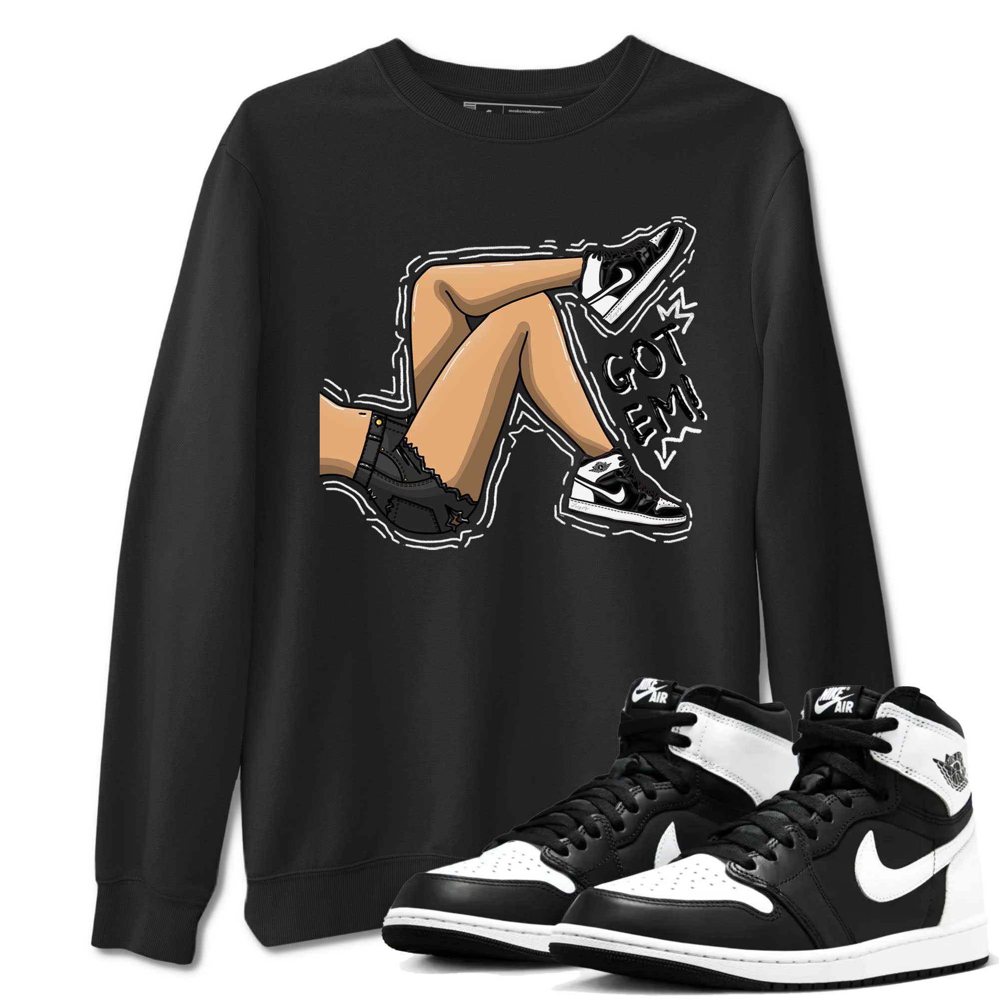 1s Black White shirt to match jordans Got Em Legs sneaker tees Air Jordan 1 Black White Drip Gear Zone unisex cotton Black 1 crew neck shirt