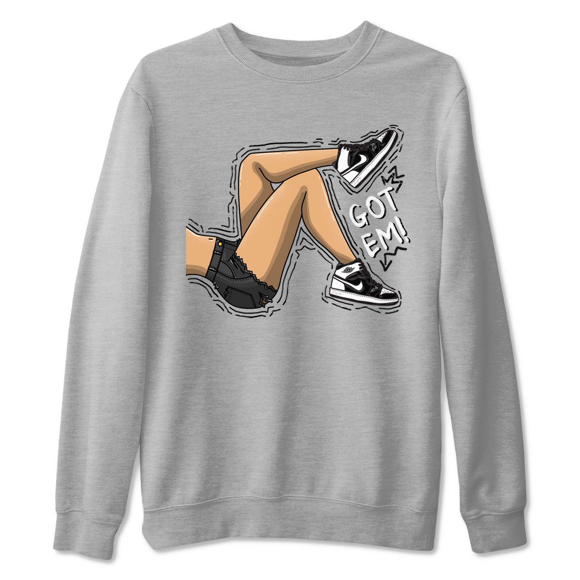 1s Black White shirt to match jordans Got Em Legs sneaker tees Air Jordan 1 Black White Drip Gear Zone unisex cotton Heather Grey 2 crew neck shirt