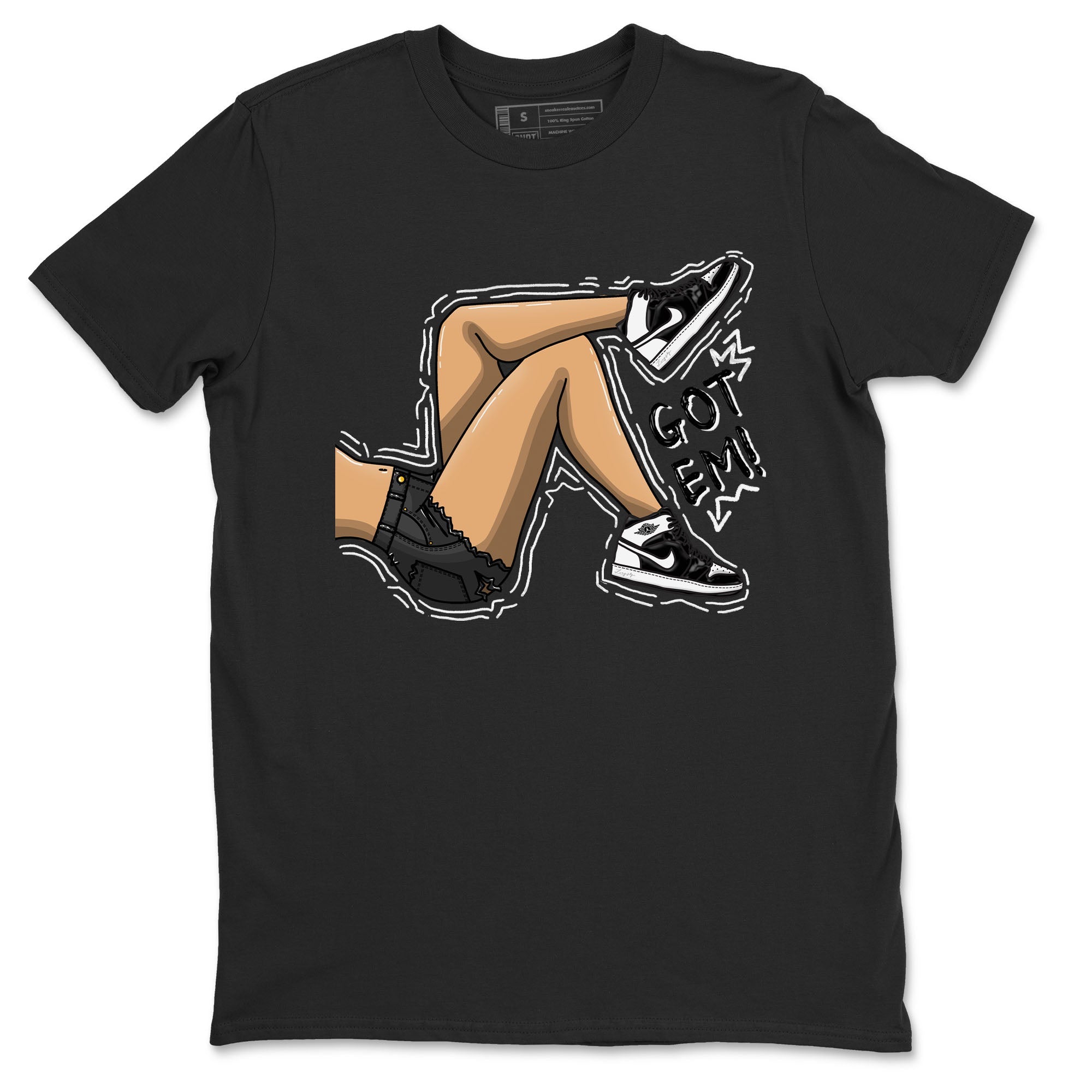 1s Black White shirt to match jordans Got Em Legs sneaker tees Air Jordan 1 Black White Drip Gear Zone unisex cotton Black 2 crew neck shirt
